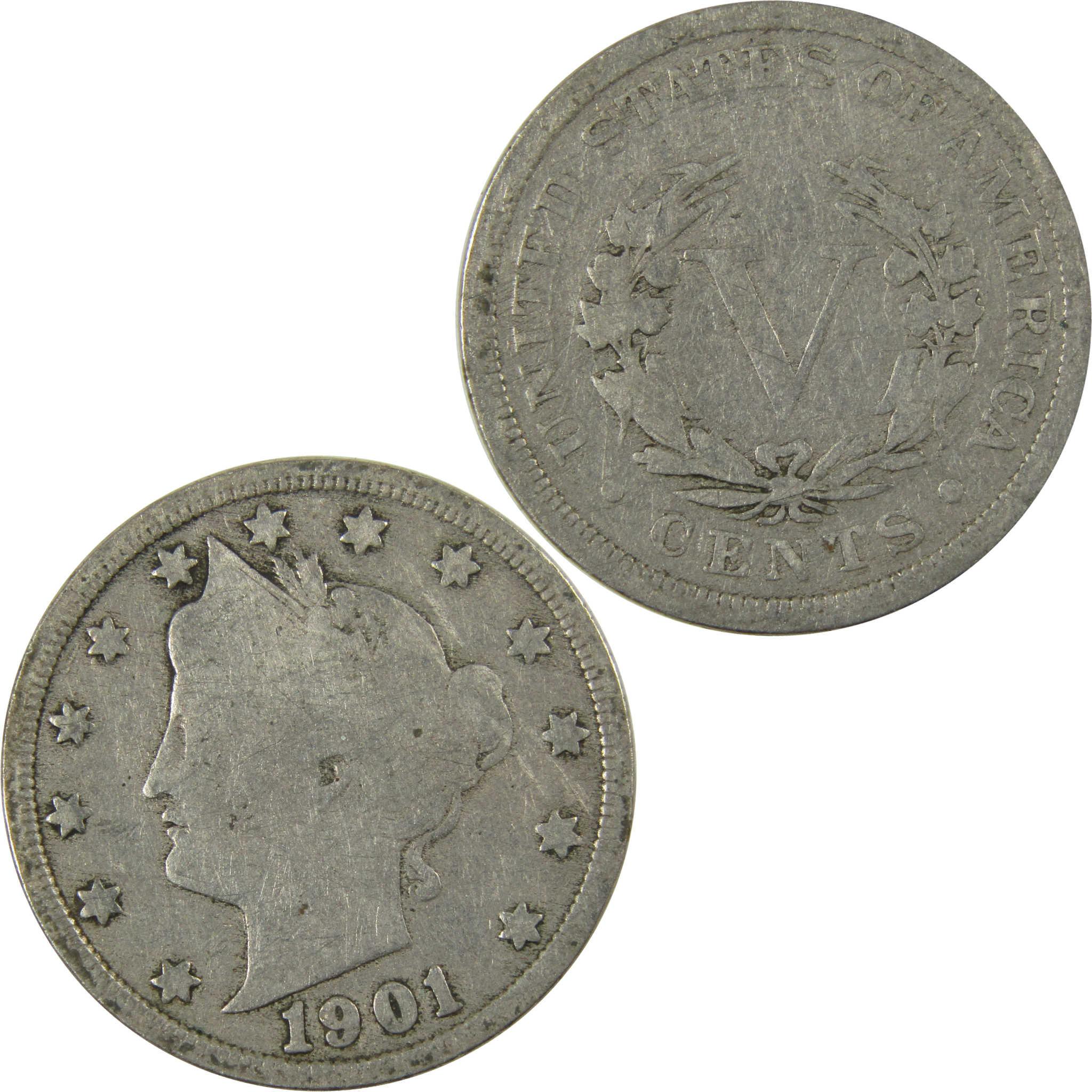 1901 Liberty Head V Nickel G Good 5c Coin SKU:I27210