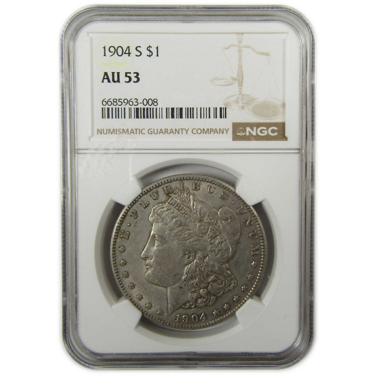 1904 S Morgan Silver Dollar AU 53 NGC $1 Coin Collectible SKU:I23401
