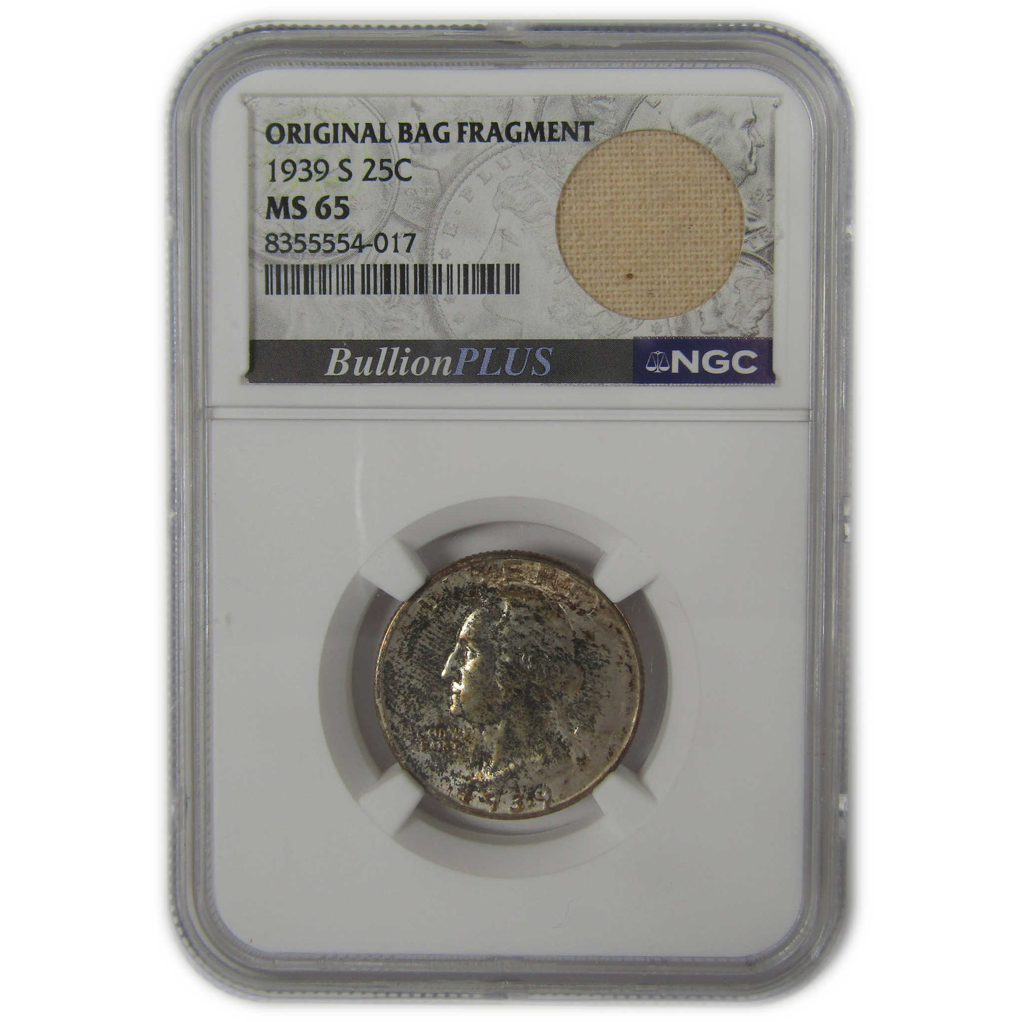 1939 S Washington Quarter MS 65 NGC Bag Fragment Toned SKU:I22595