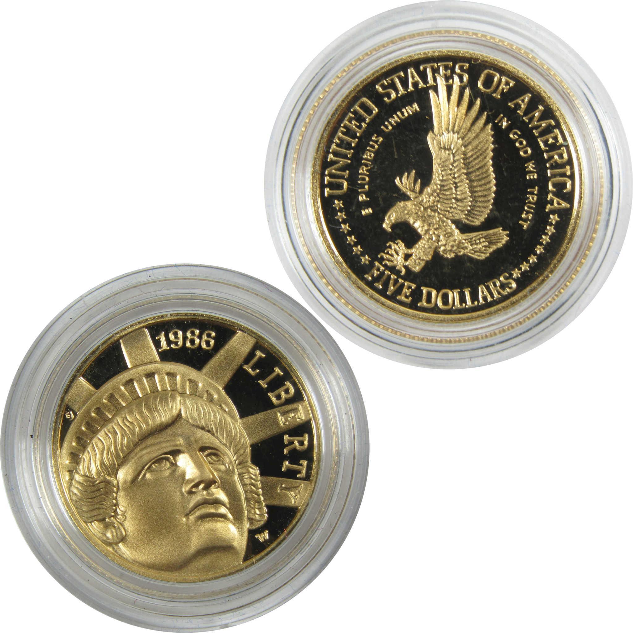 1986 W Statue of Liberty Centennial Commemorative Gold Proof $5 Coin