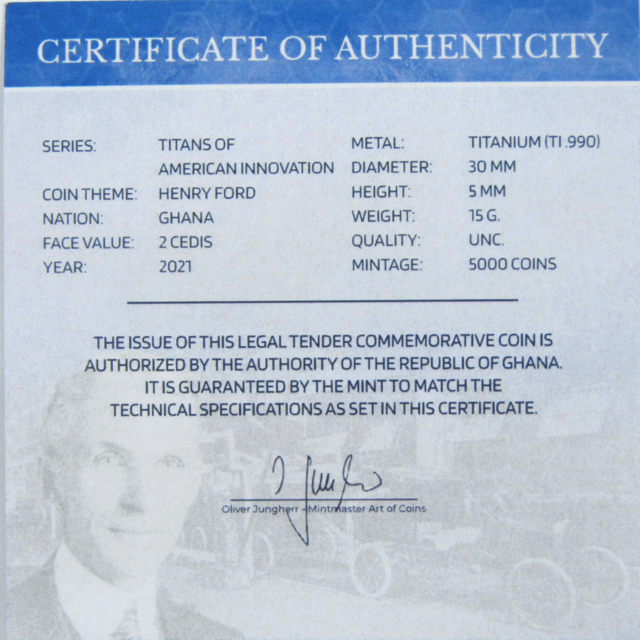 Titans of American Innovation Henry Ford Titanium 2 Cedis 2021 Ghana