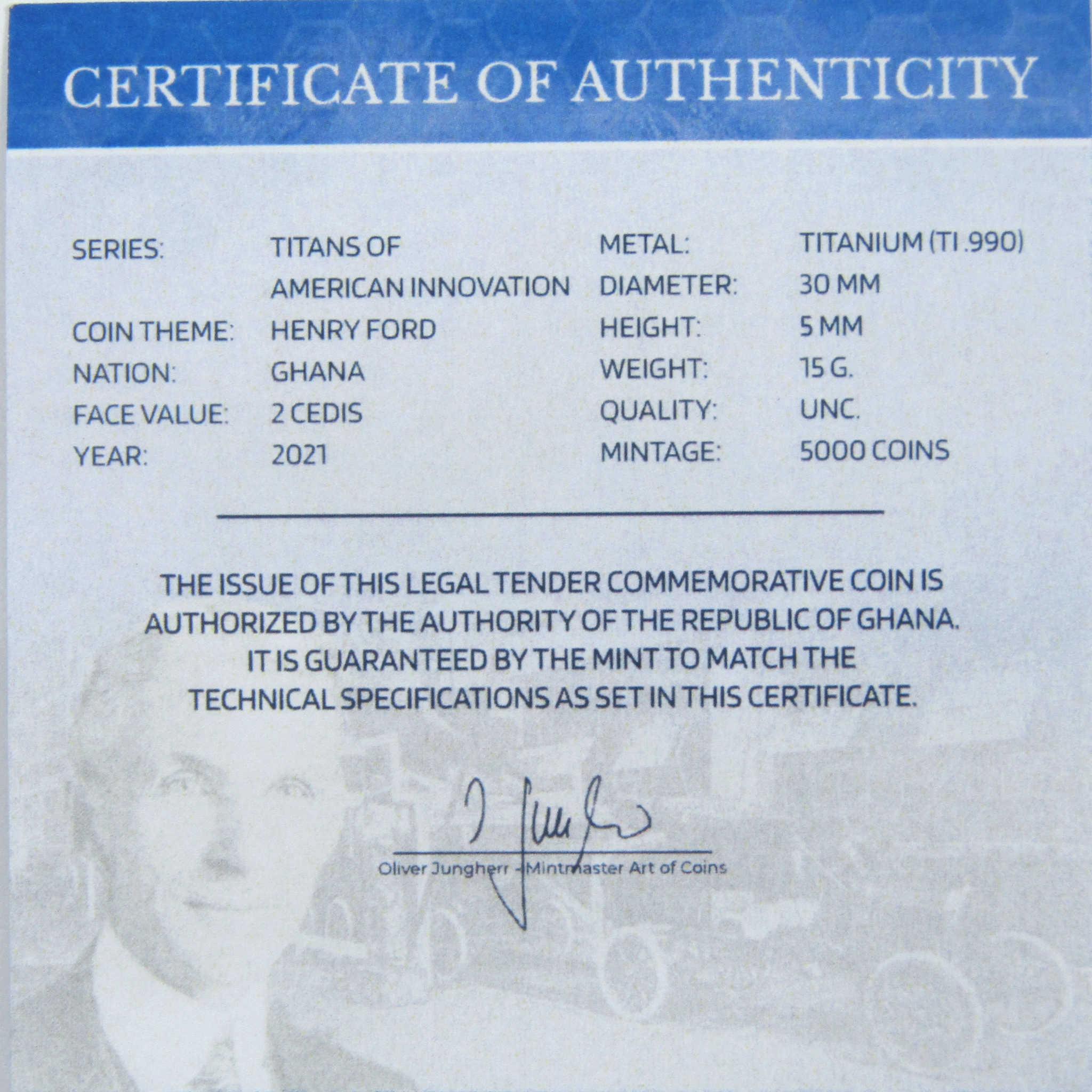Titans of American Innovation Henry Ford Titanium 2 Cedis 2021 Ghana