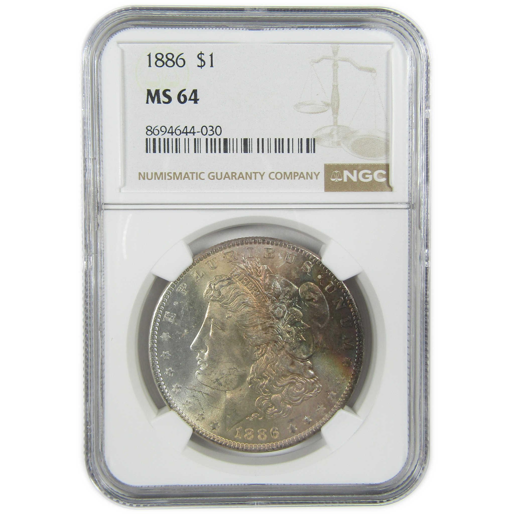 1886 Morgan Silver Dollar MS 64 NGC Uncirculated Toned SKU:I27570