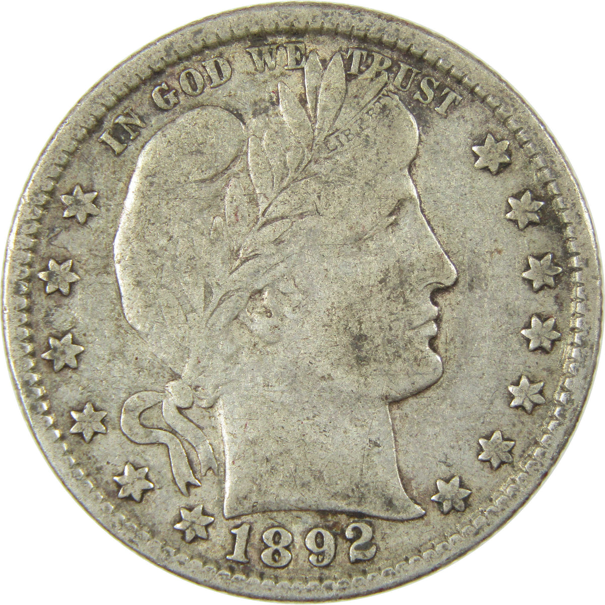 1892 O Barber Silver Quarter F Fine 25c Coin Collectible