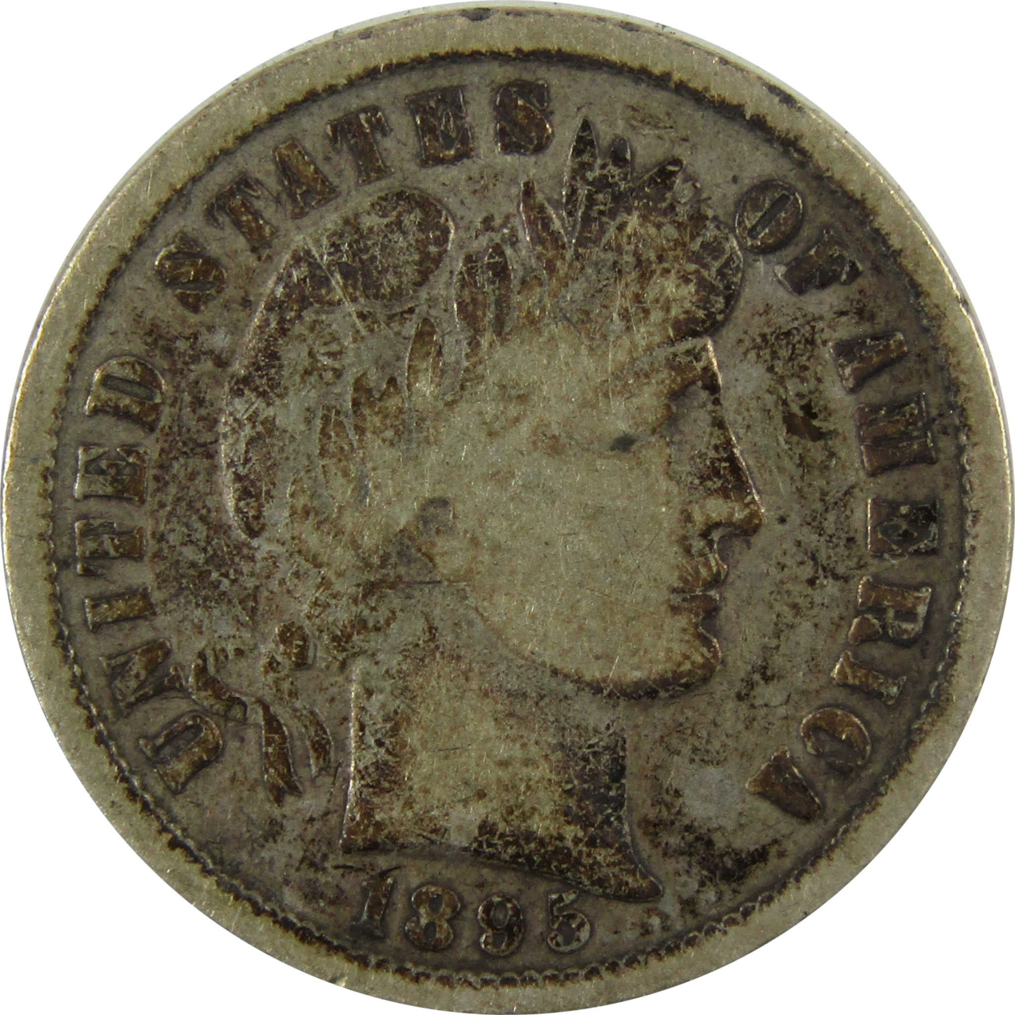 1895 Barber Silver Dime G Good Details 10c Coin Collectible SKU:CP1348