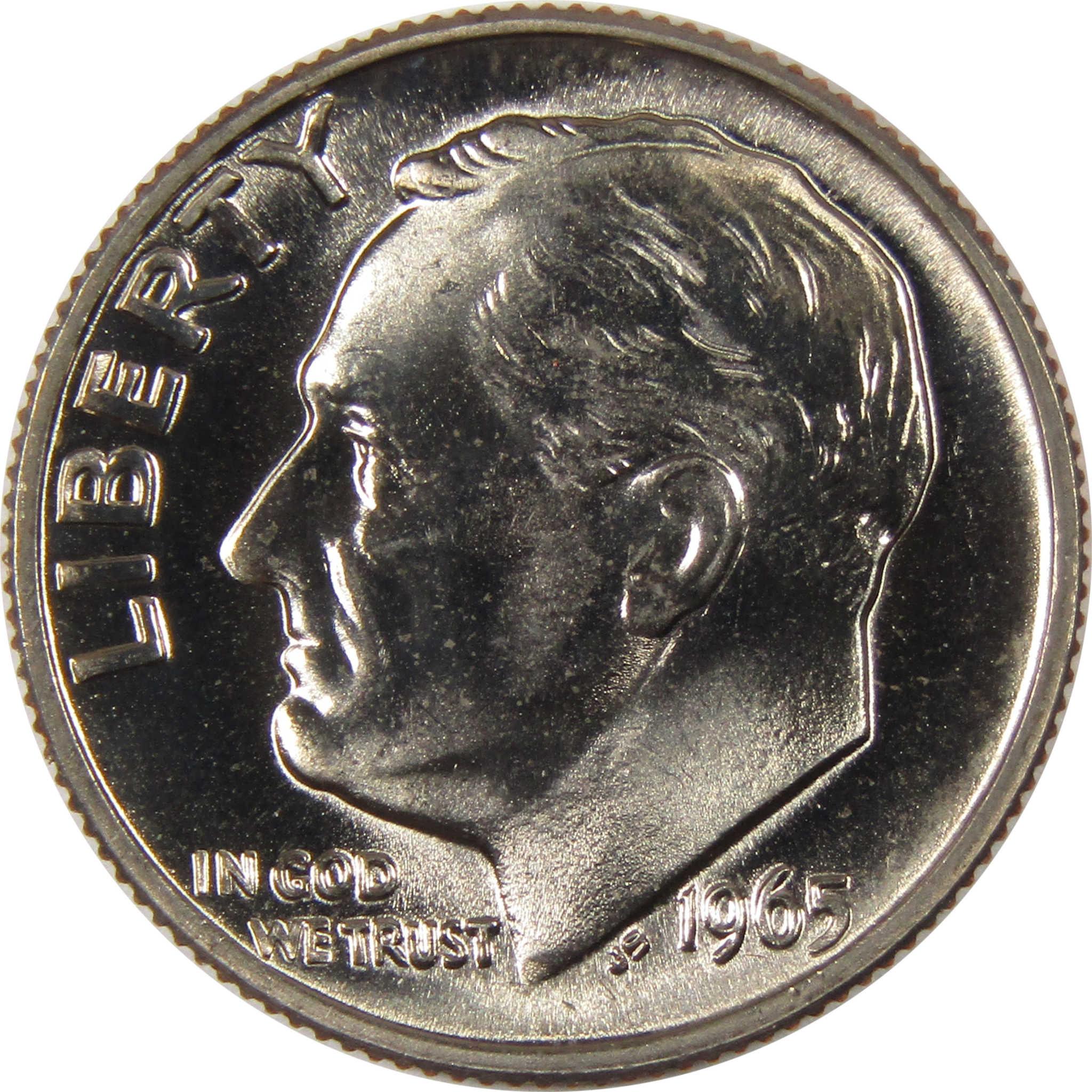 1965 Roosevelt dime collectible coin obverse with Liberty and In God We Trust text