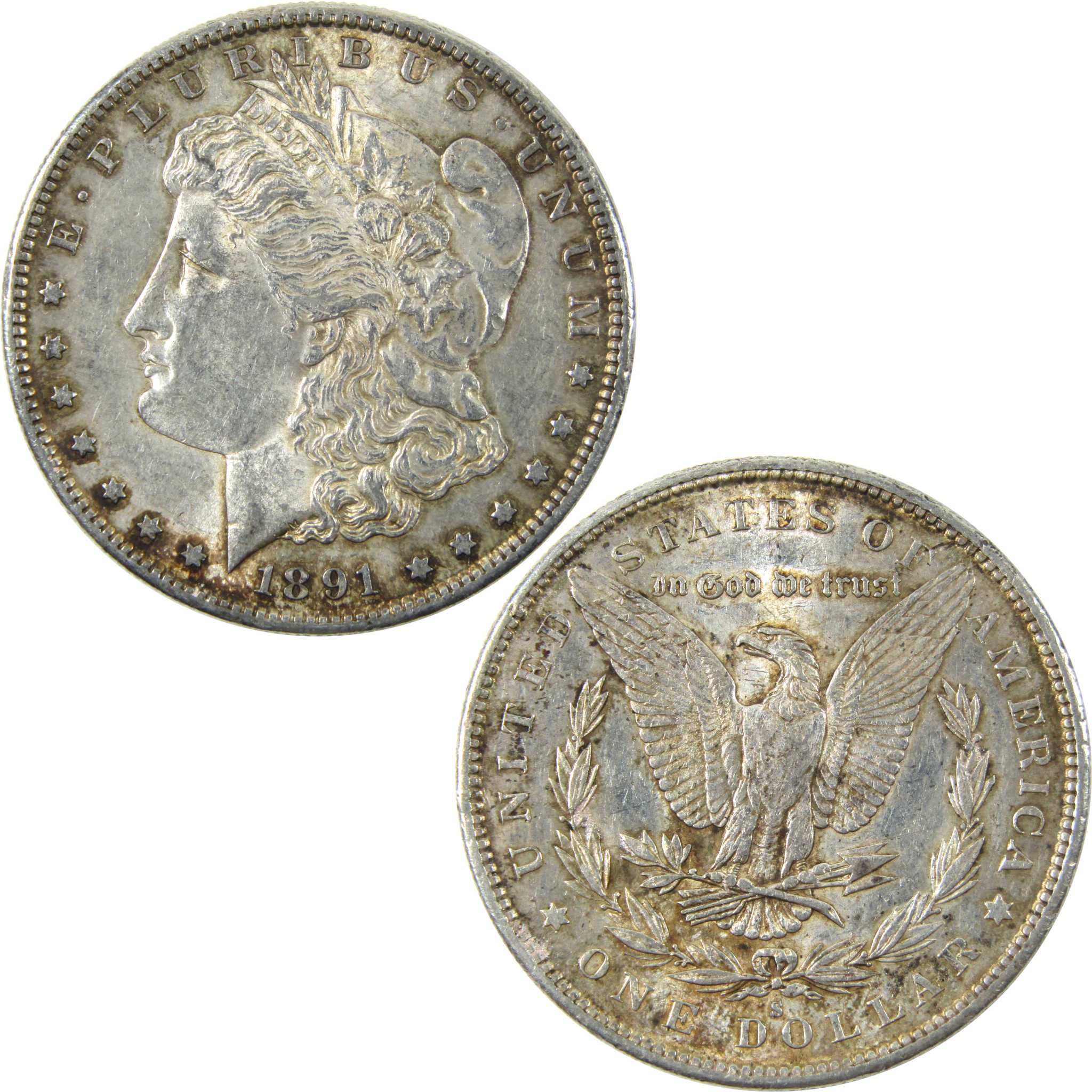 1891 S Morgan Dollar AU About Uncirculated Silver $1 Coin SKU:I14189 - Morgan coin - Morgan silver dollar - Morgan silver dollar for sale - Profile Coins & Collectibles