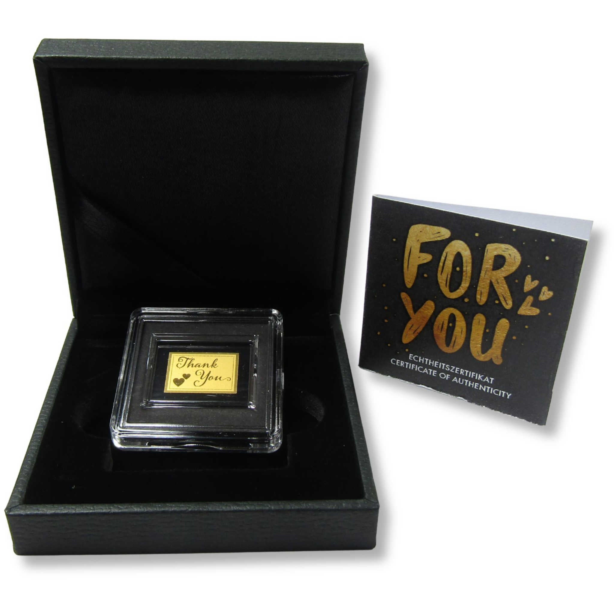 For You Thank You With Gratitude 1/1000 oz .999 Gold Bar COA