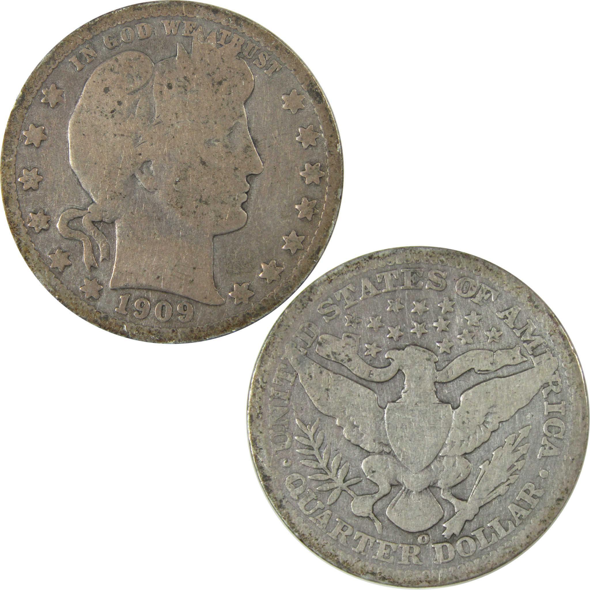 1909 O Barber Silver Quarter G Good Details 25c Coin SKU:CP886