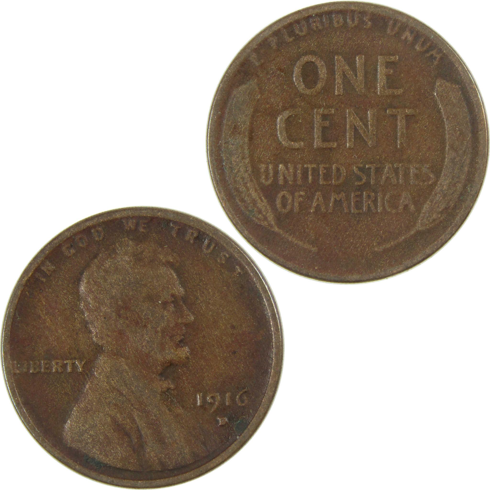 1916 D Lincoln Wheat Cent VG Very Good Penny 1c Coin SKU:I26700