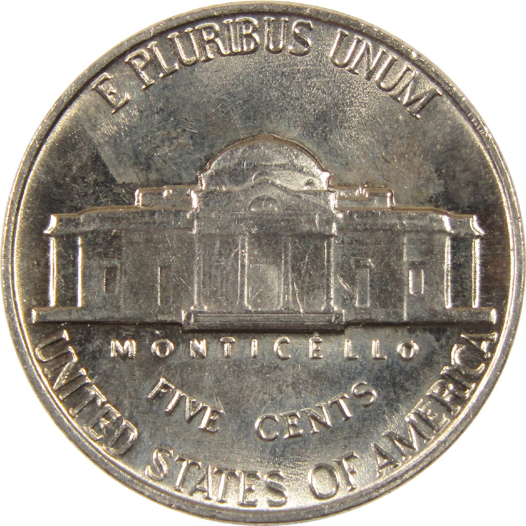 Reverse side of a Jefferson nickel featuring Monticello and United States coin details