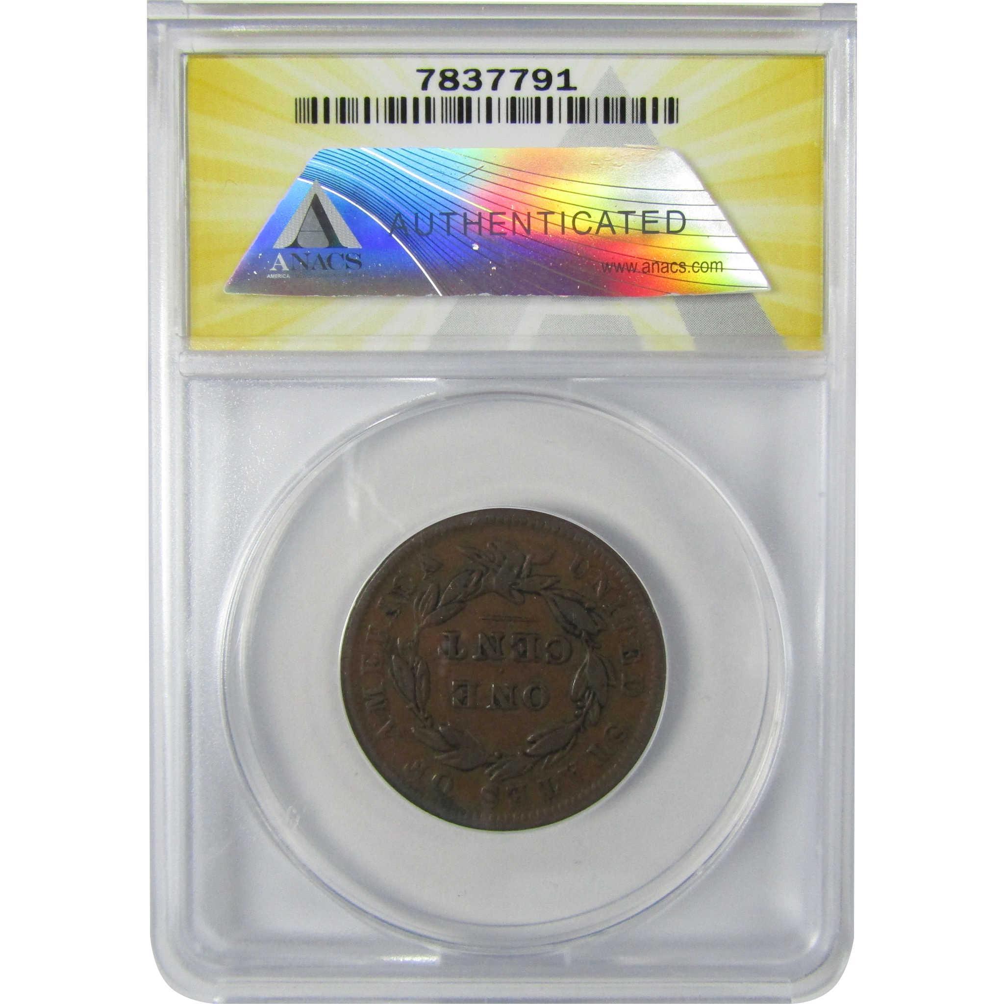 1838 Coronet Head Copper Large Cent VF 35 Details ANACS PennySKU:CP626