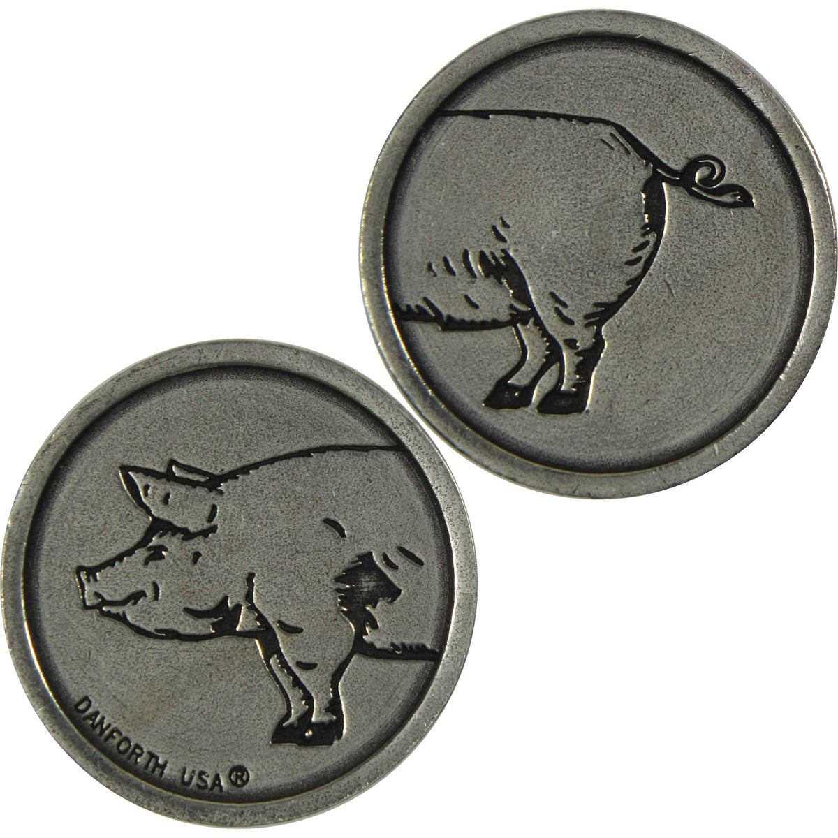 Pig Heads & Tails Pewter Pocket Coin