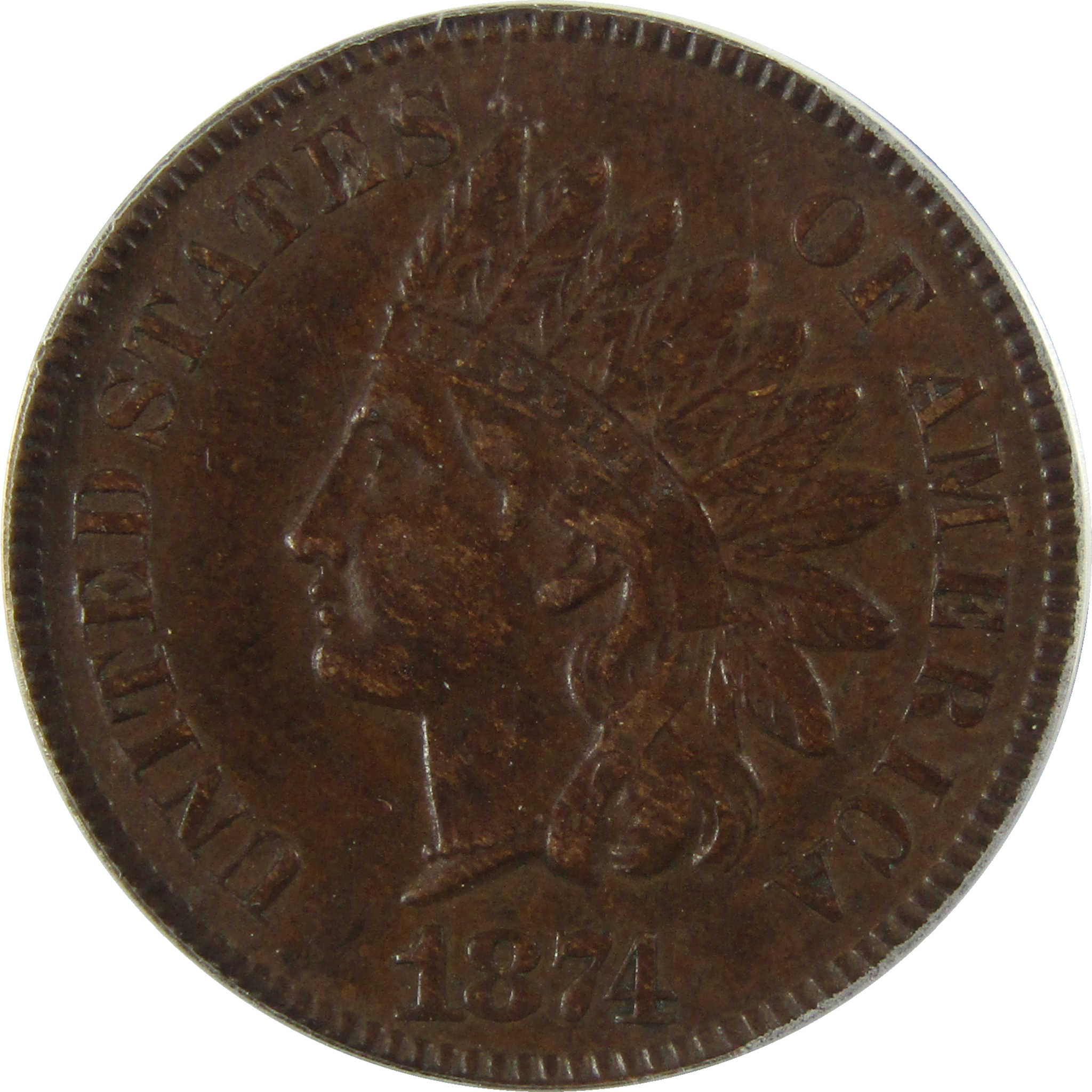 1874 Indian Head Cent EF 40 ANACS Penny 1c Coin Collectible SKU:I28064