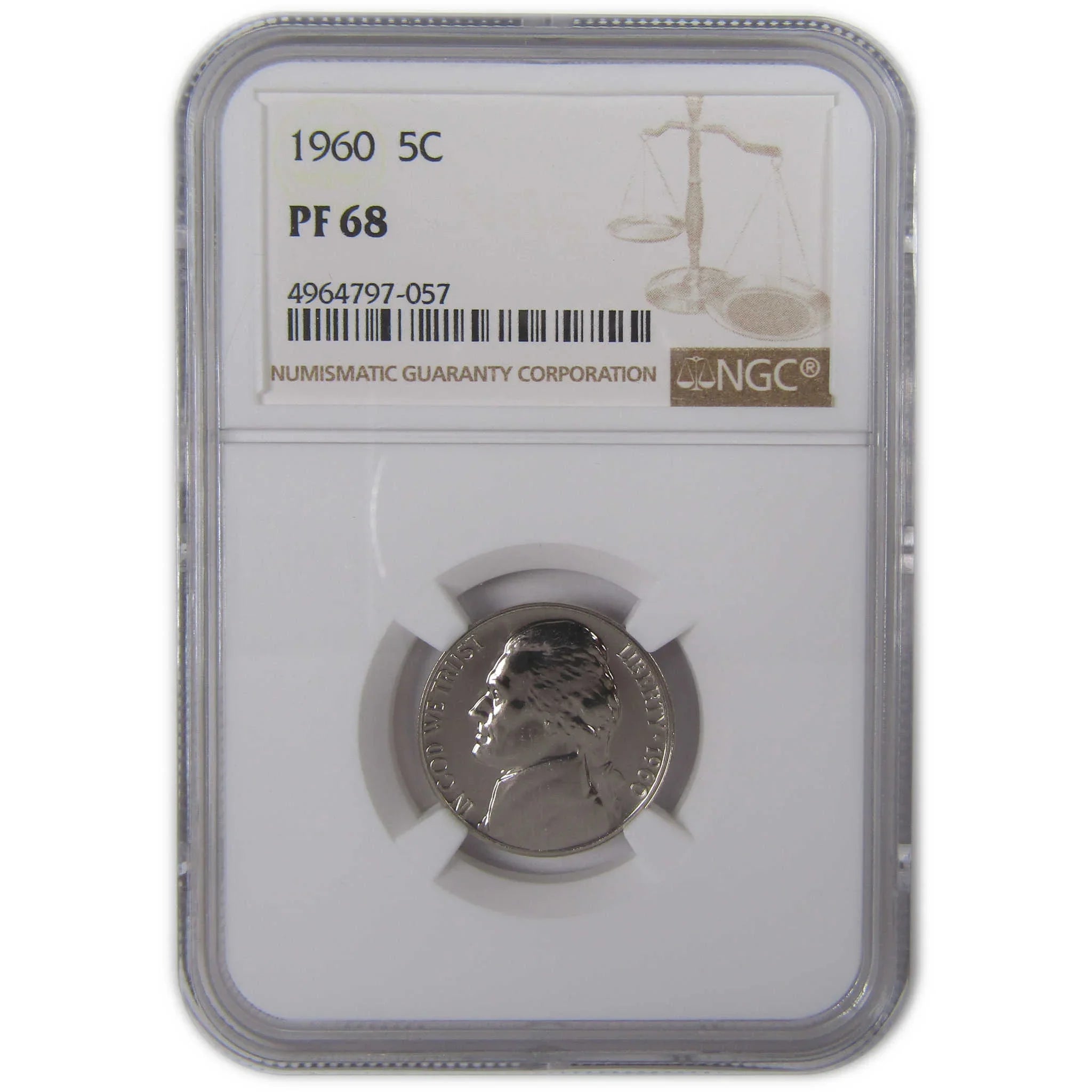 1960 Jefferson Nickel PF 68 NGC Proof 5c Coin SKU:CPC0151