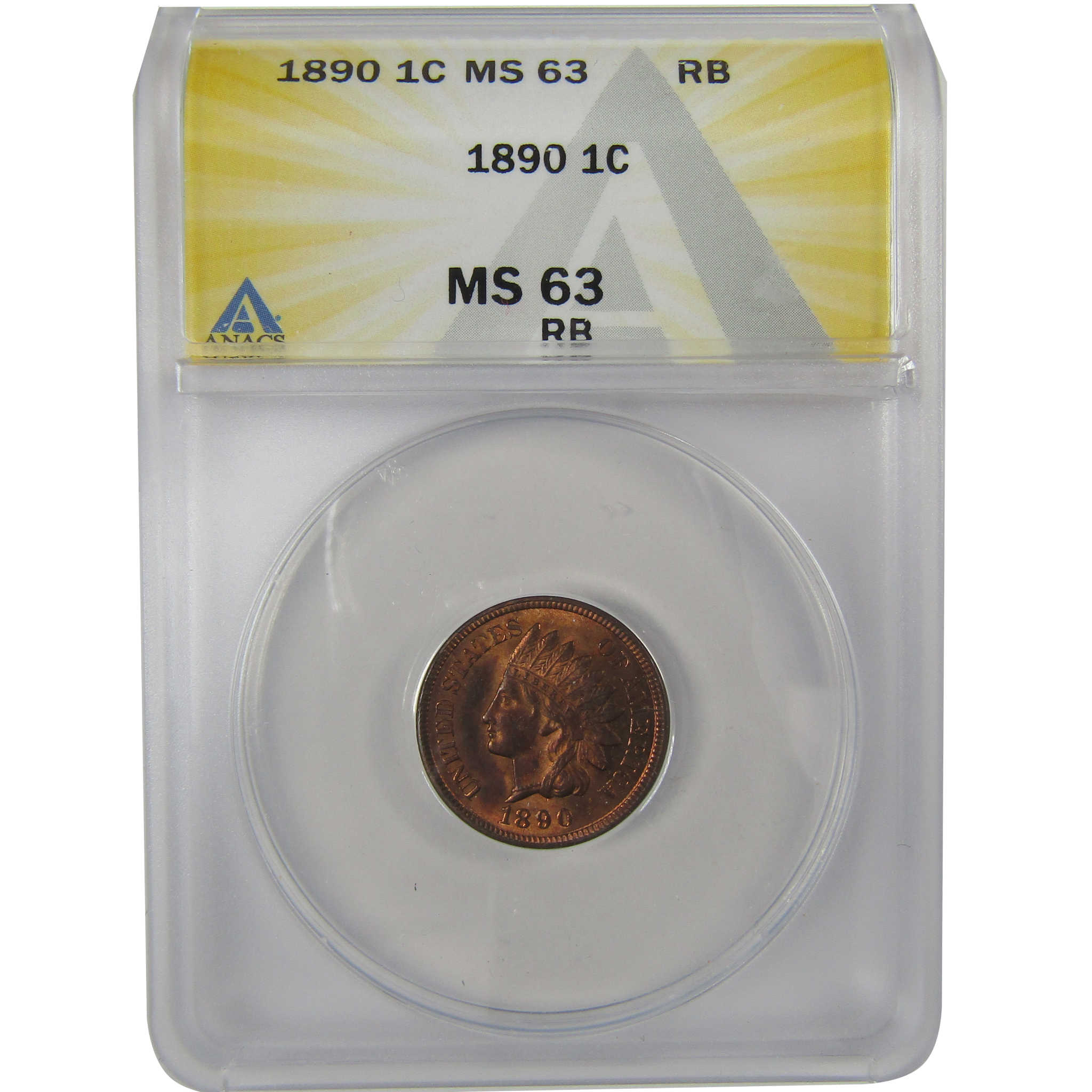 1890 Indian Head Cent MS 63 RB ANACS Penny Uncirculated SKU:I23001
