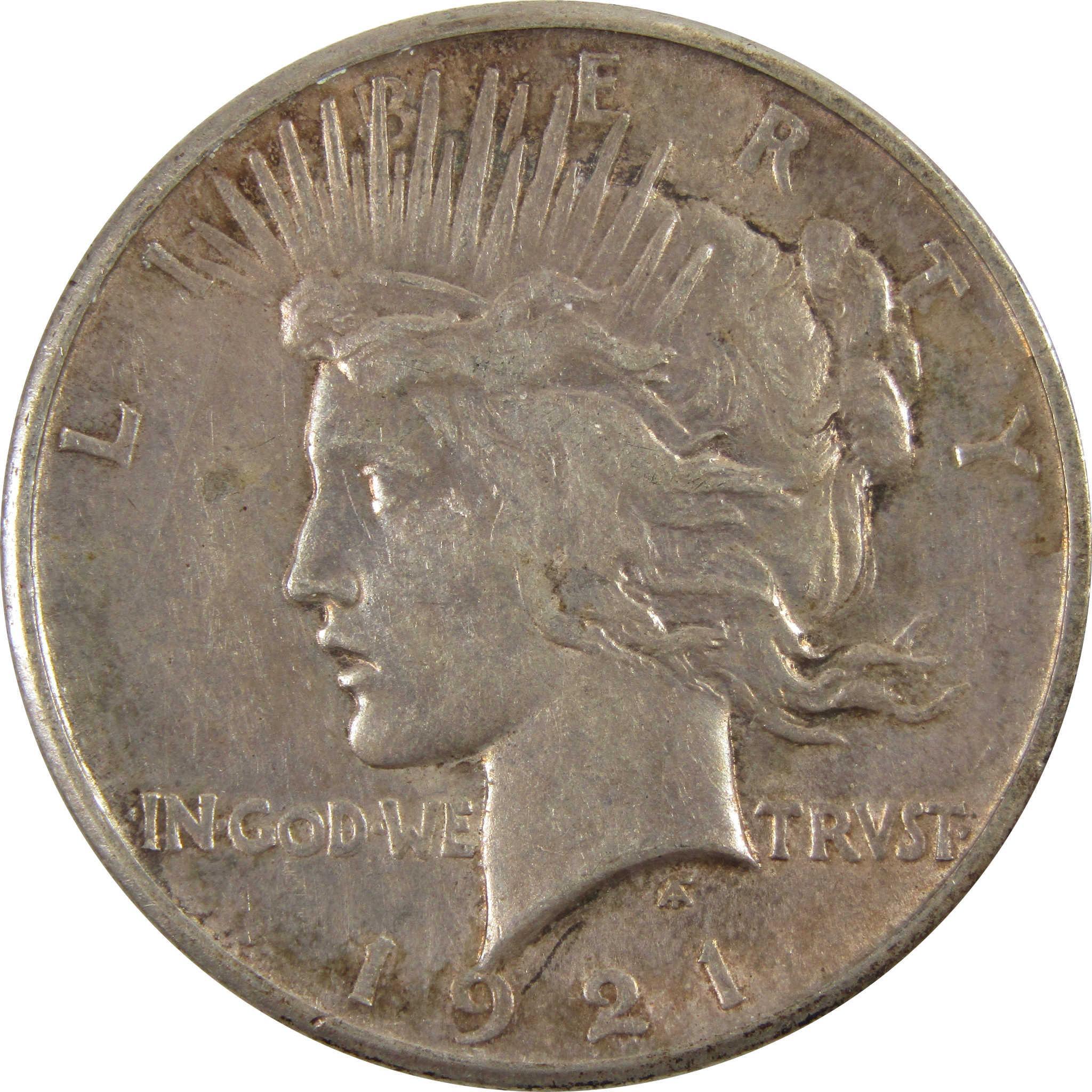 1921 High Relief Peace Dollar AU About Unc 90% Silver SKU:I8452