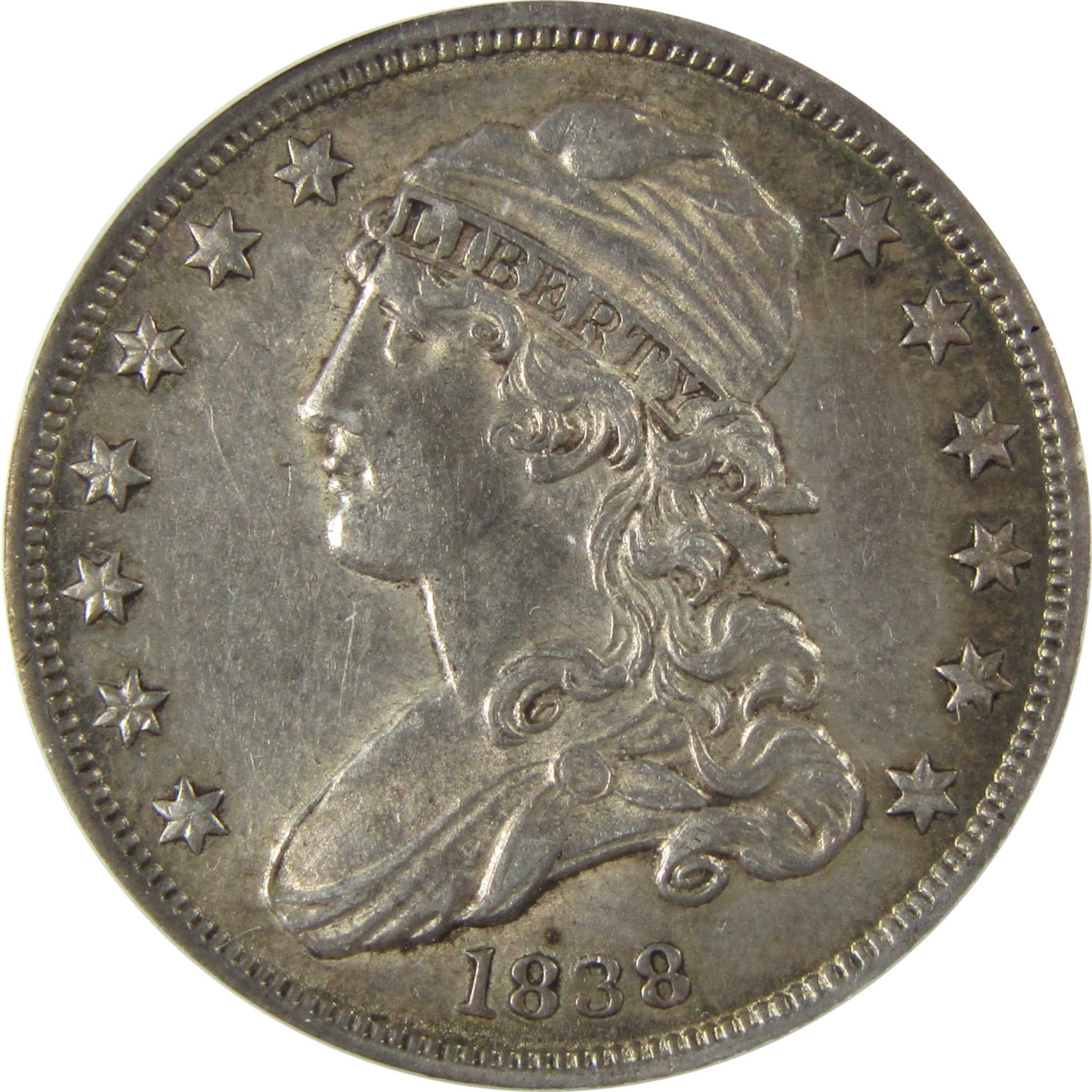 1838 B-1 Capped Bust Silver Quarter MS 60 ANACS Uncirculated SKU:CP571