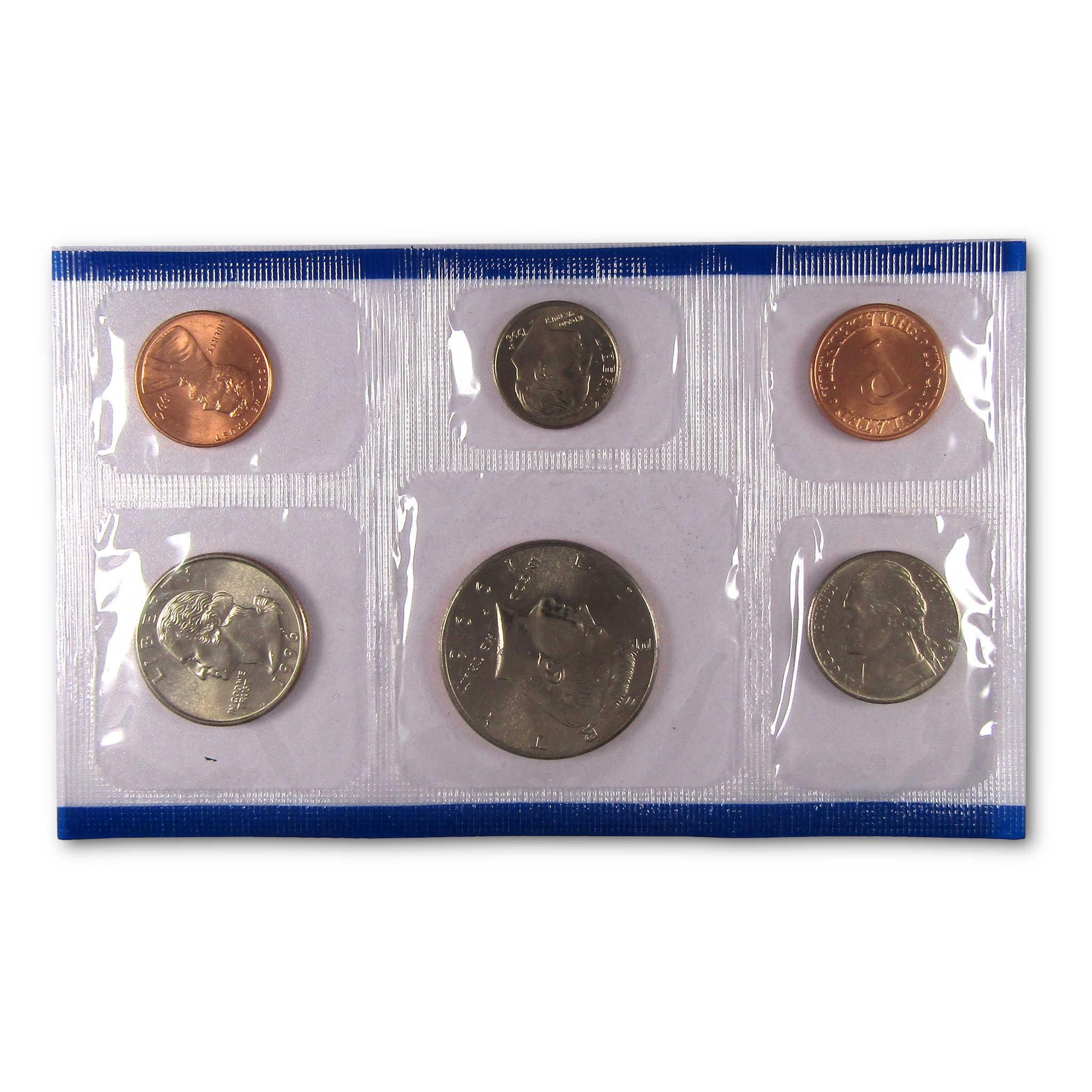 Uncirculated collectible coin set in clear plastic holder, six US coins displayed.
