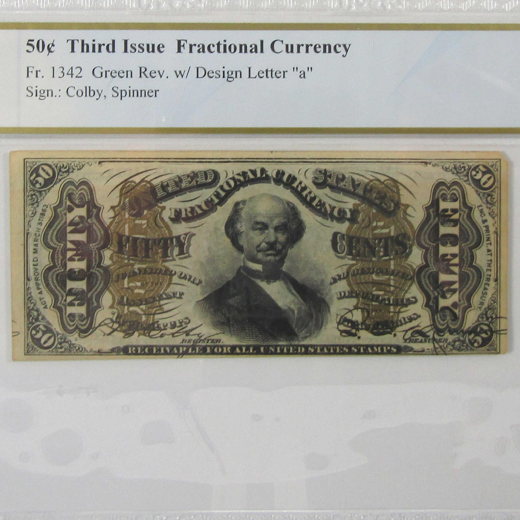 50c Fractional Note Third Issue FR1342 About Unc 50 PCGS SKU:I23286
