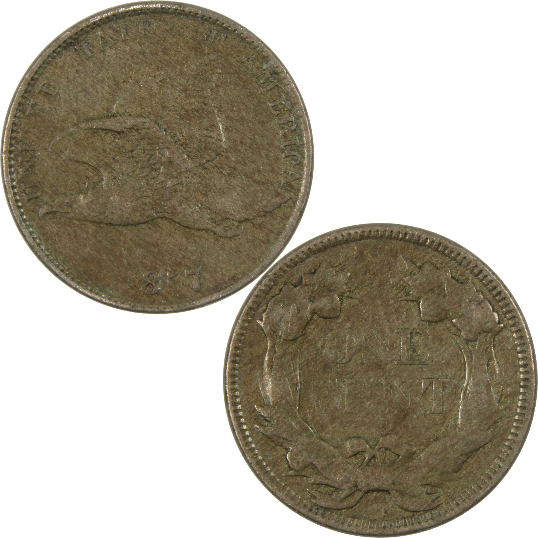 1857 Flying Eagle Cent F Fine Copper-Nickel Penny 1c Coin SKU:I15181