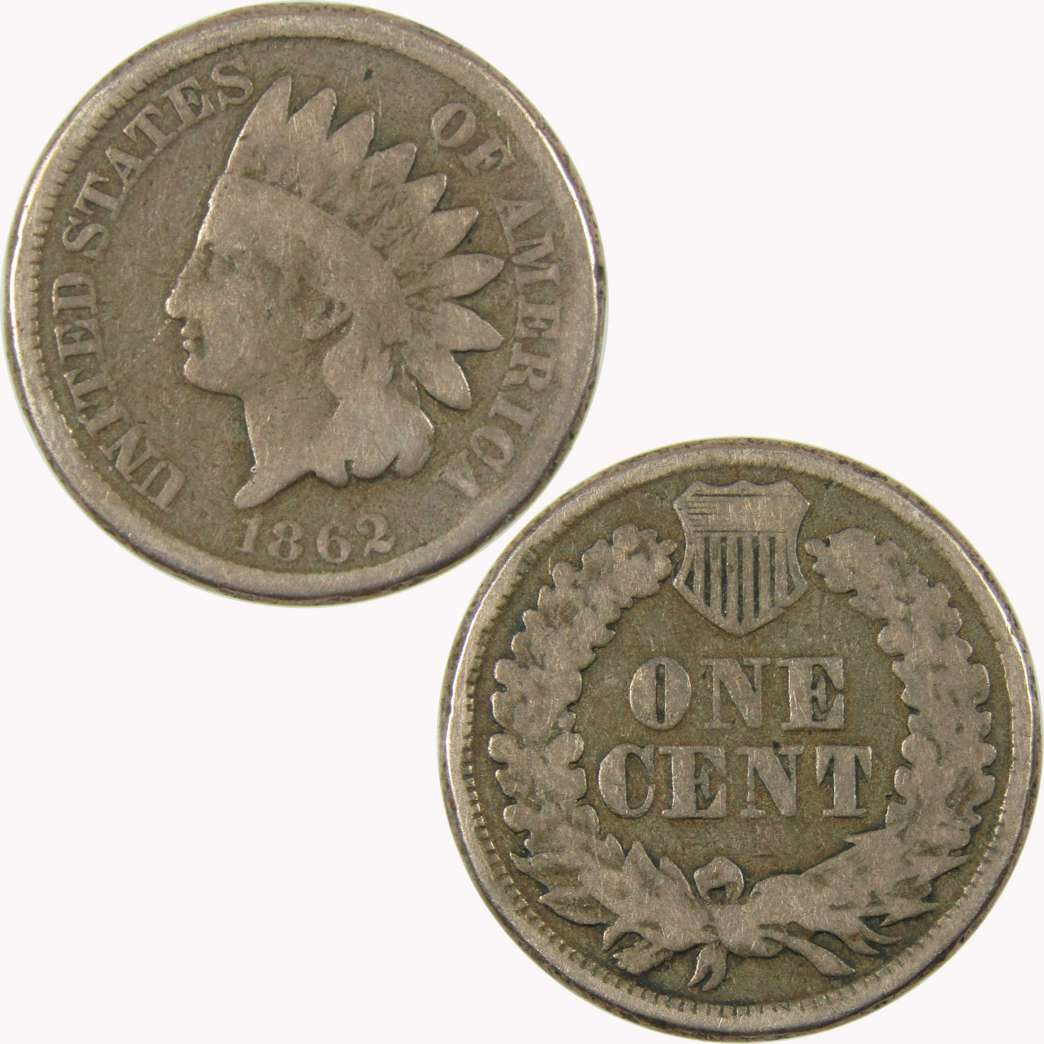 1862 Indian Head Cent G Good Penny 1c Coin SKU:CP1086