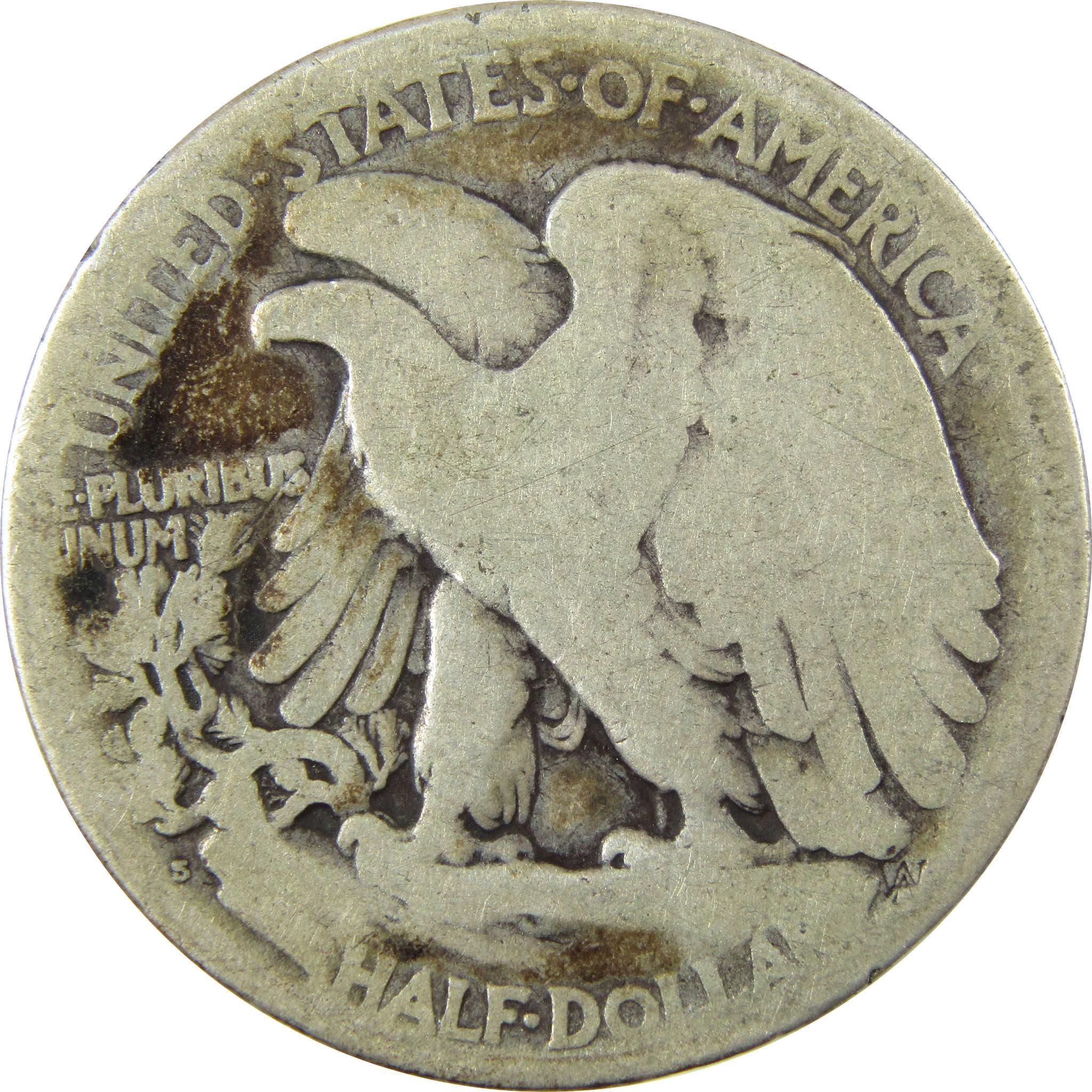 1921 S Liberty Walking Silver Half Dollar AG About Good SKU:CP1435