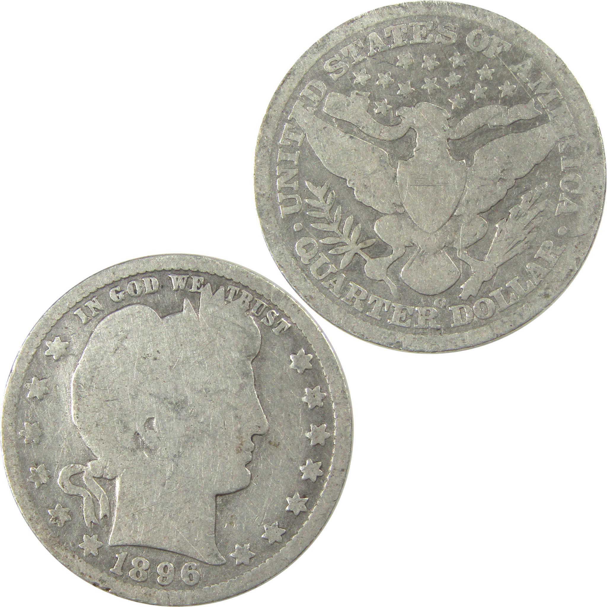 1896 O Barber Quarter AG About Good Silver 25c Coin SKU:I21851