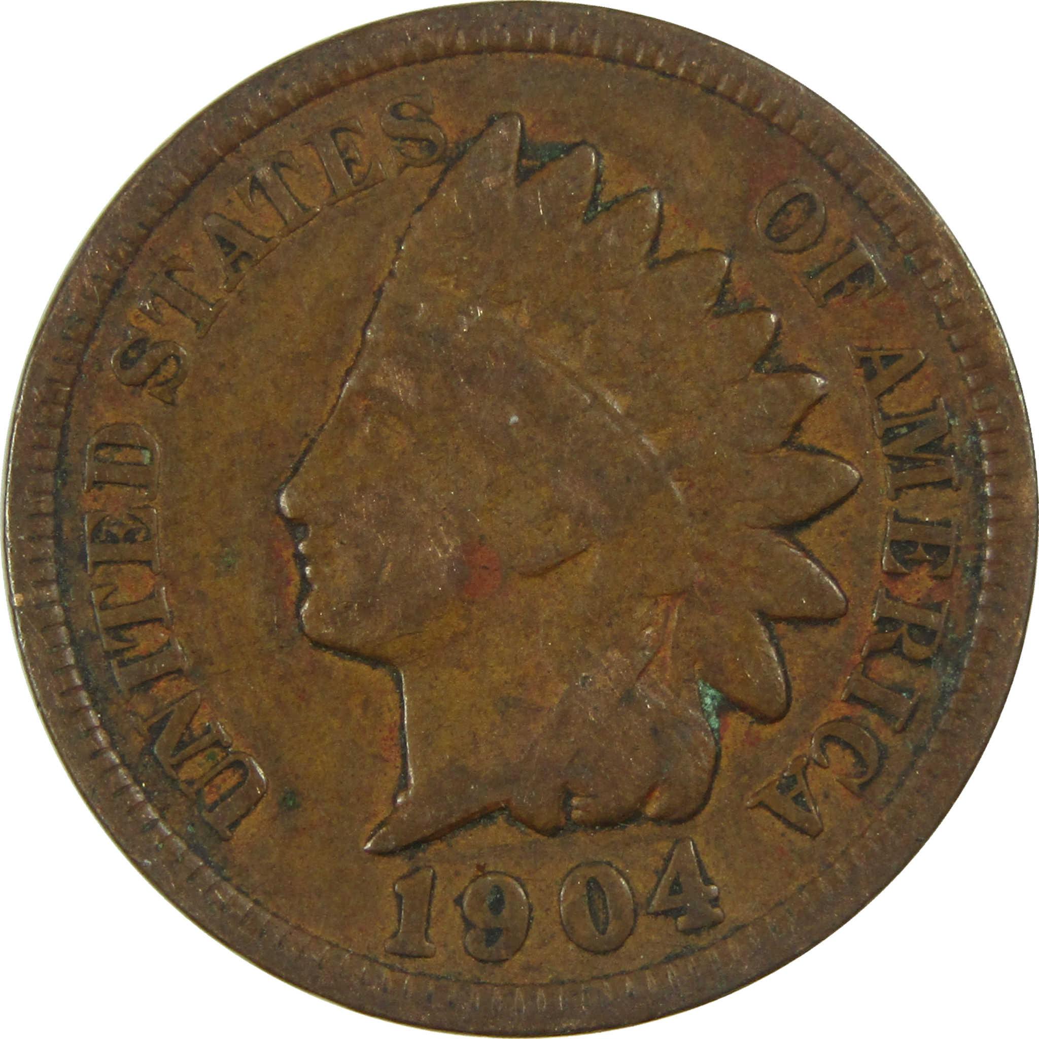 1904 Indian Head Cent VG Very Good Penny 1c Coin SKU:I27021