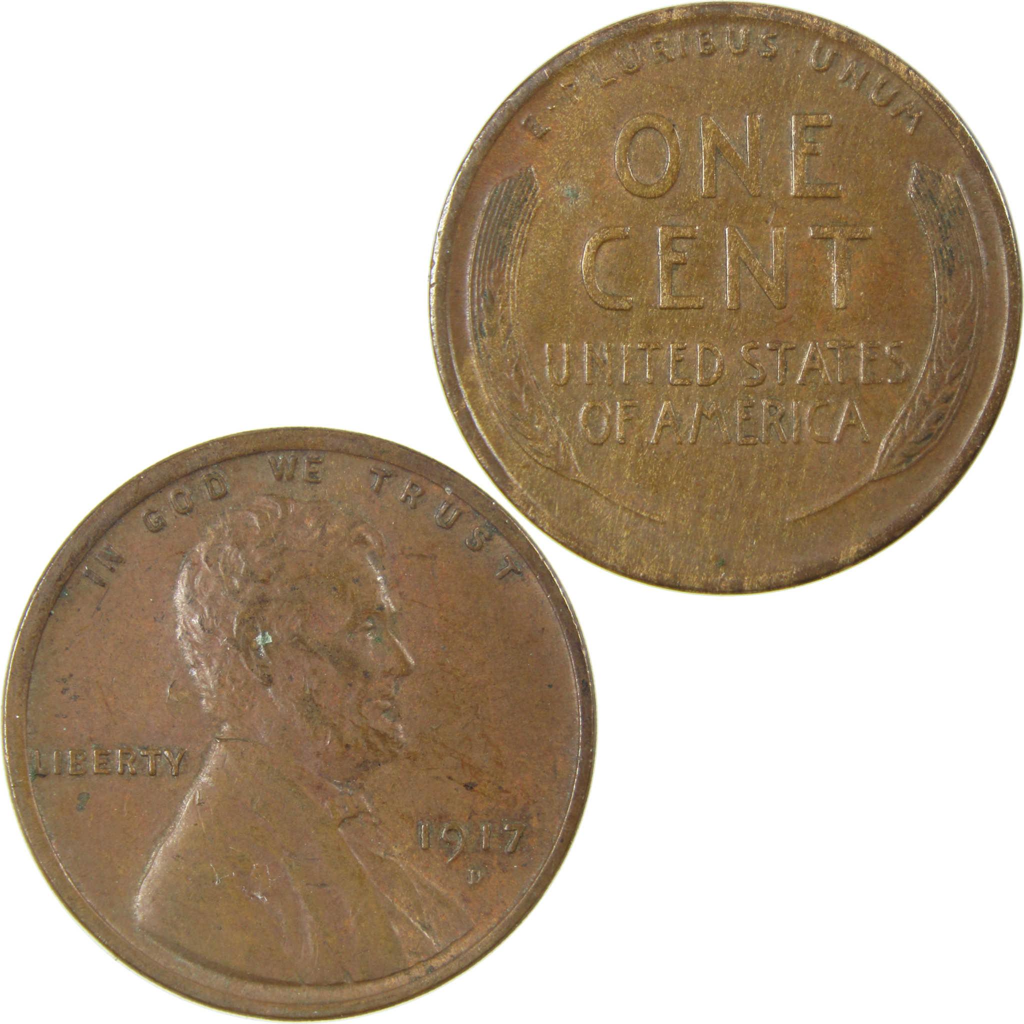 1917 D Lincoln Wheat Cent XF EF Extremely Fine Penny SKU:I27653