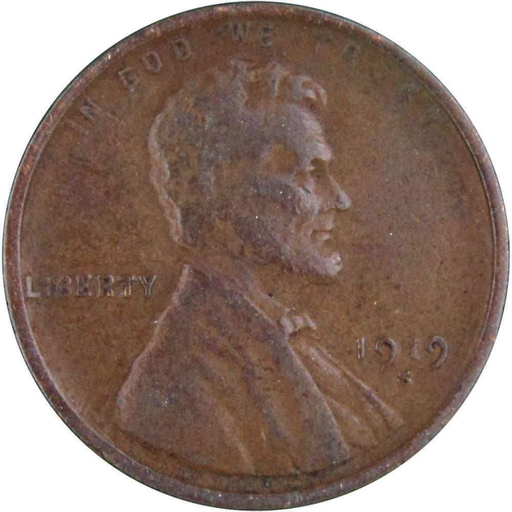 1919 S Lincoln Wheat Cent VF Very Fine Penny 1c Coin Collectible