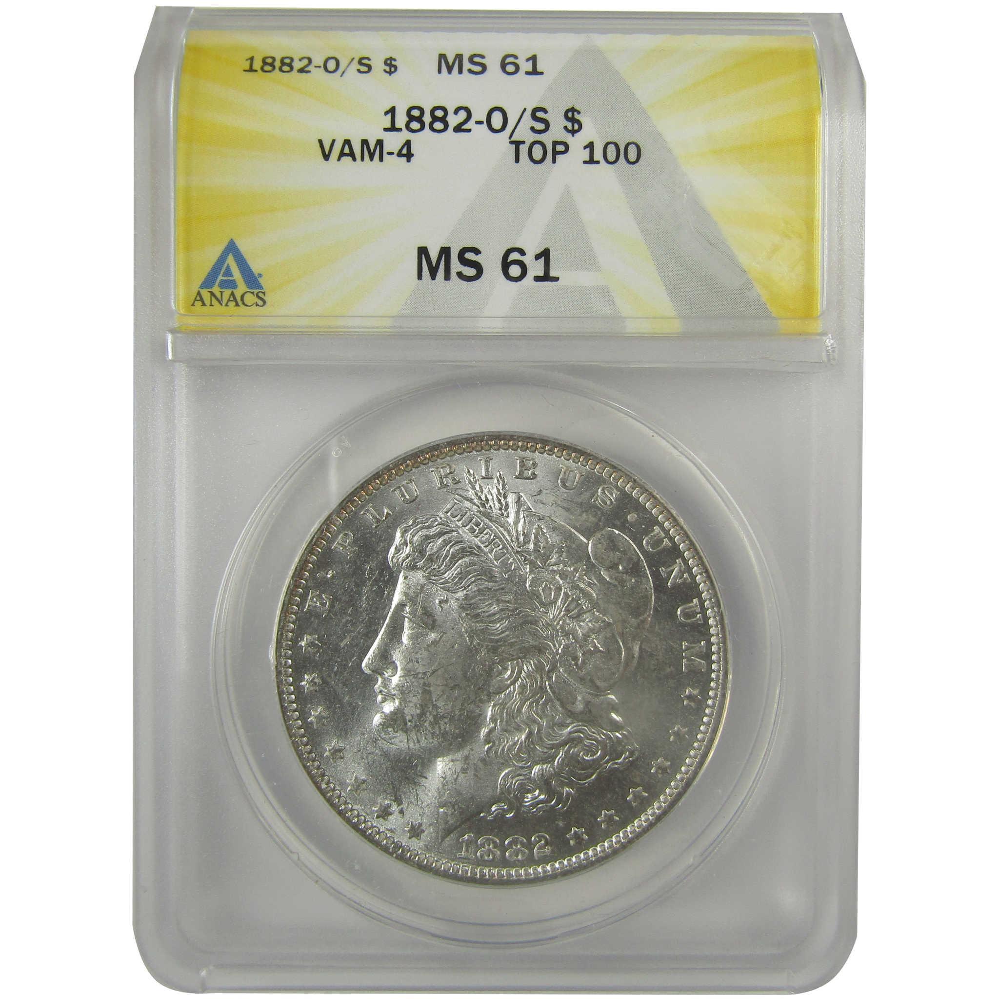 1882 O/S VAM-4 Recessed Top 100 Morgan Dollar MS 61 ANACS SKU:I21932 - Morgan coin - Morgan silver dollar - Morgan silver dollar for sale - Profile Coins & Collectibles