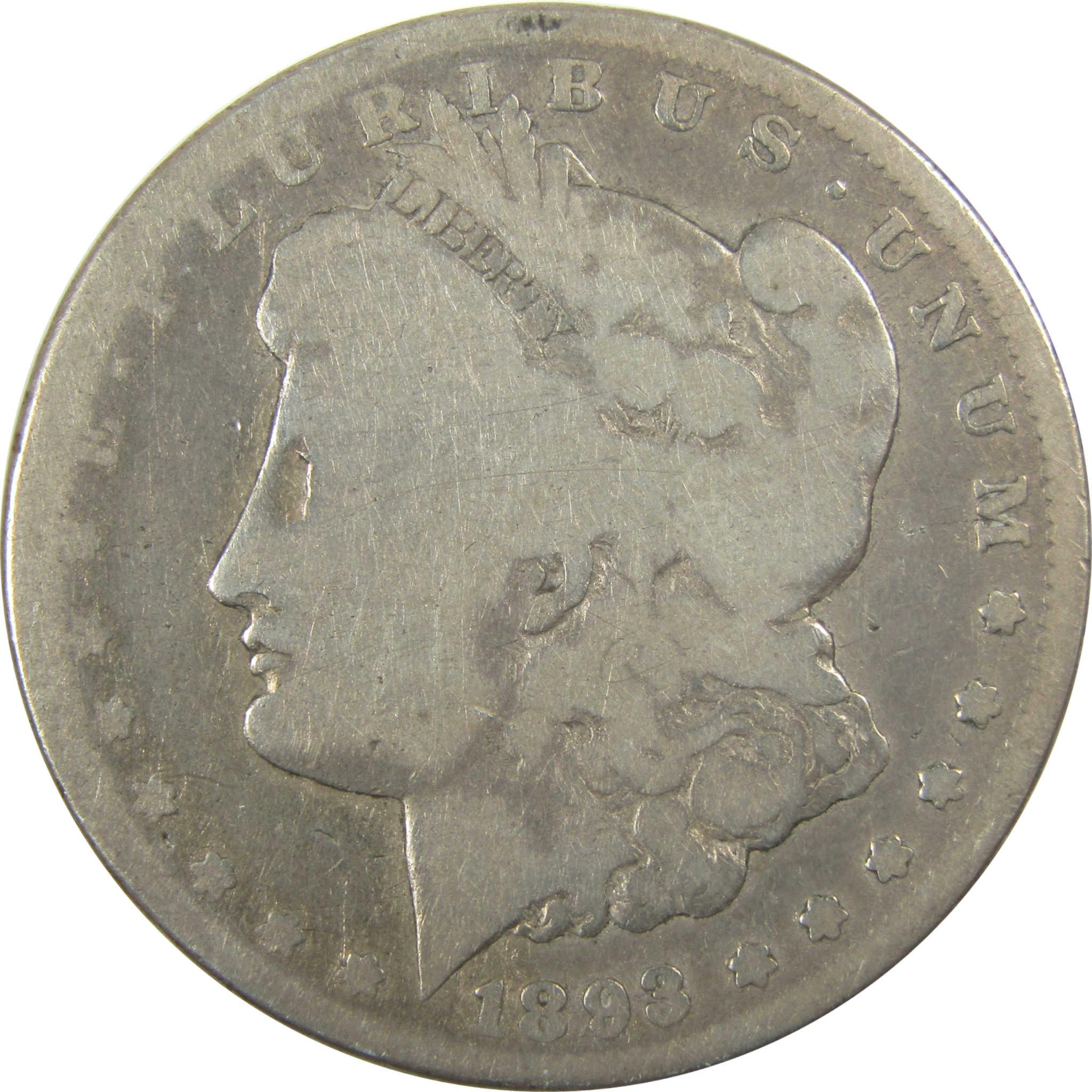 1893 CC Morgan Silver Dollar G Good Details $1 Coin SKU:CP1358 - Morgan coin - Morgan silver dollar - Morgan silver dollar for sale - Profile Coins & Collectibles