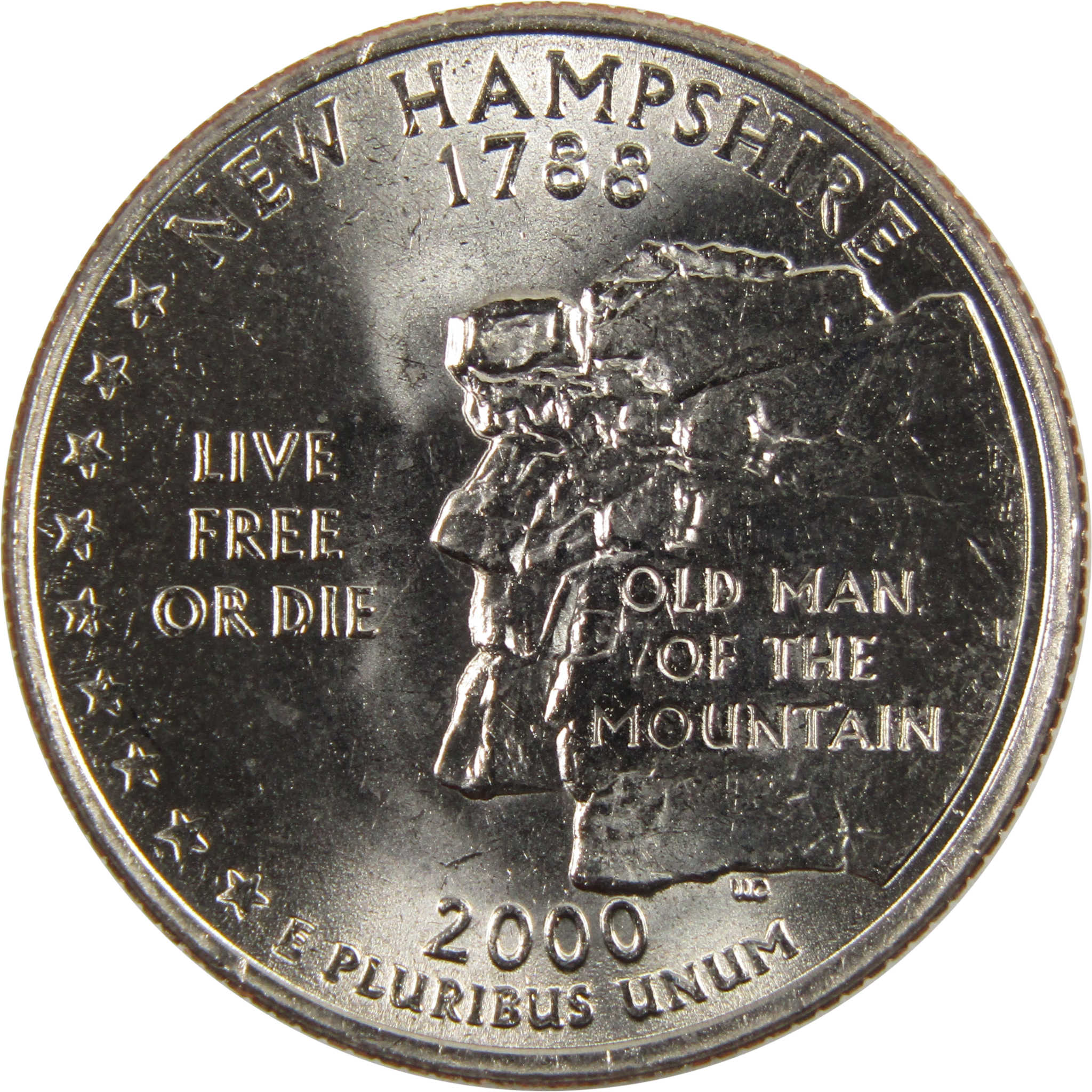 2000 D New Hampshire State Quarter BU Uncirculated Clad 25c Coin