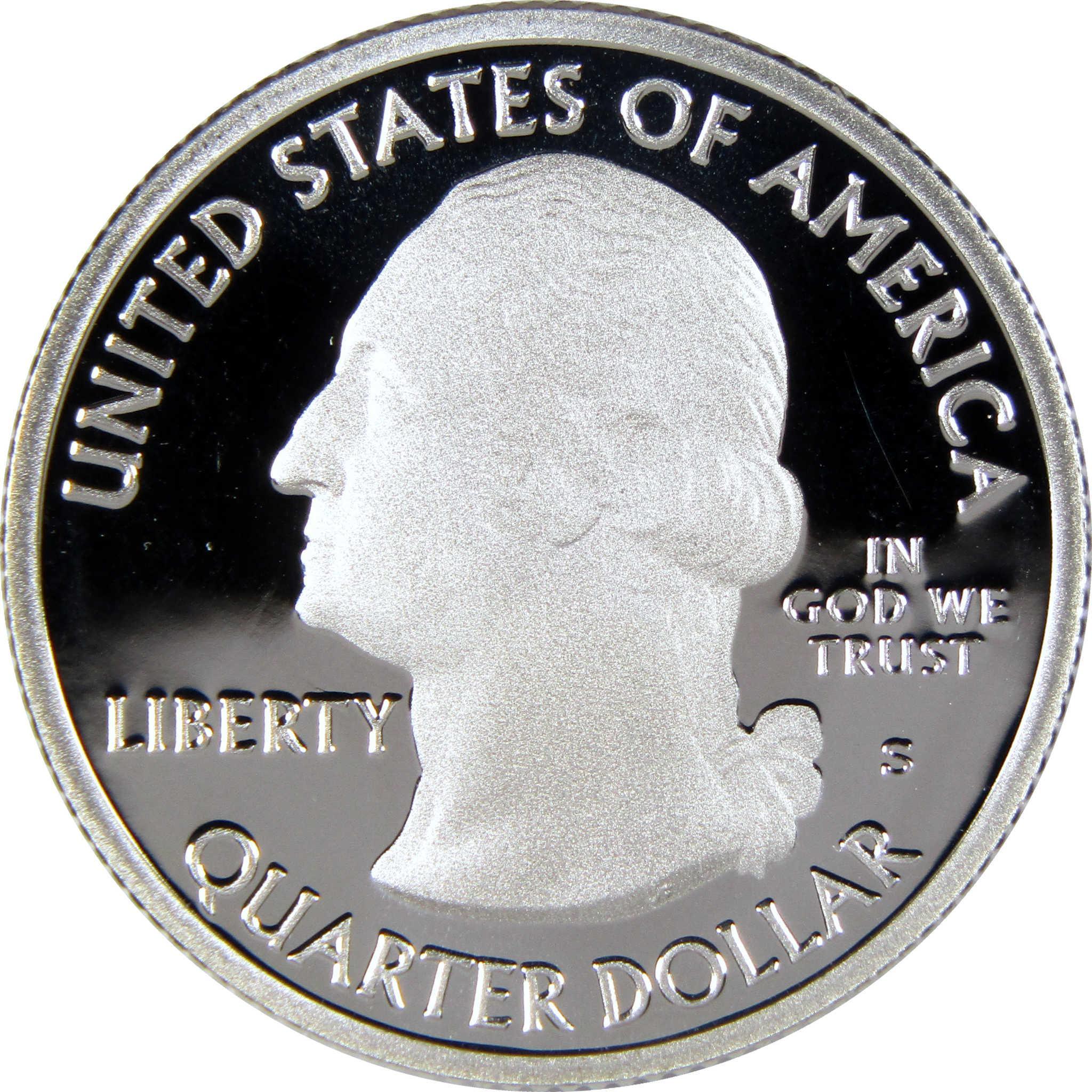 Proof United States quarter dollar coin with George Washington profile, collectible currency