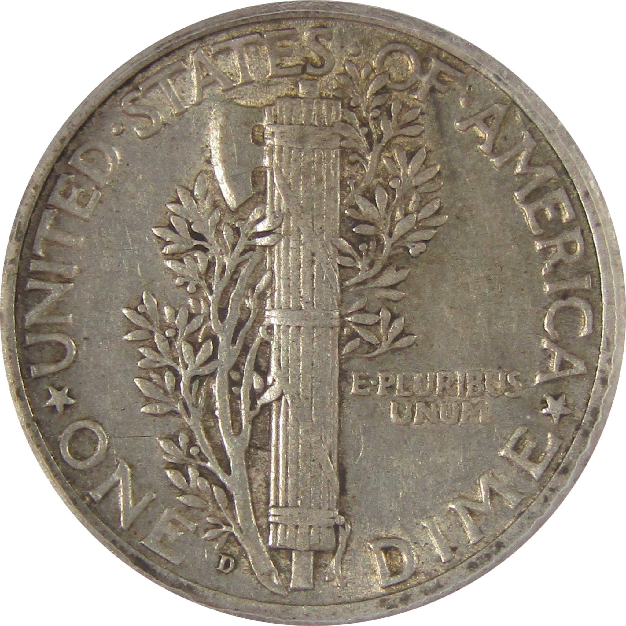 1928 D Mercury Dime AU 50 ANACS Silver 10c Coin SKU:I20196