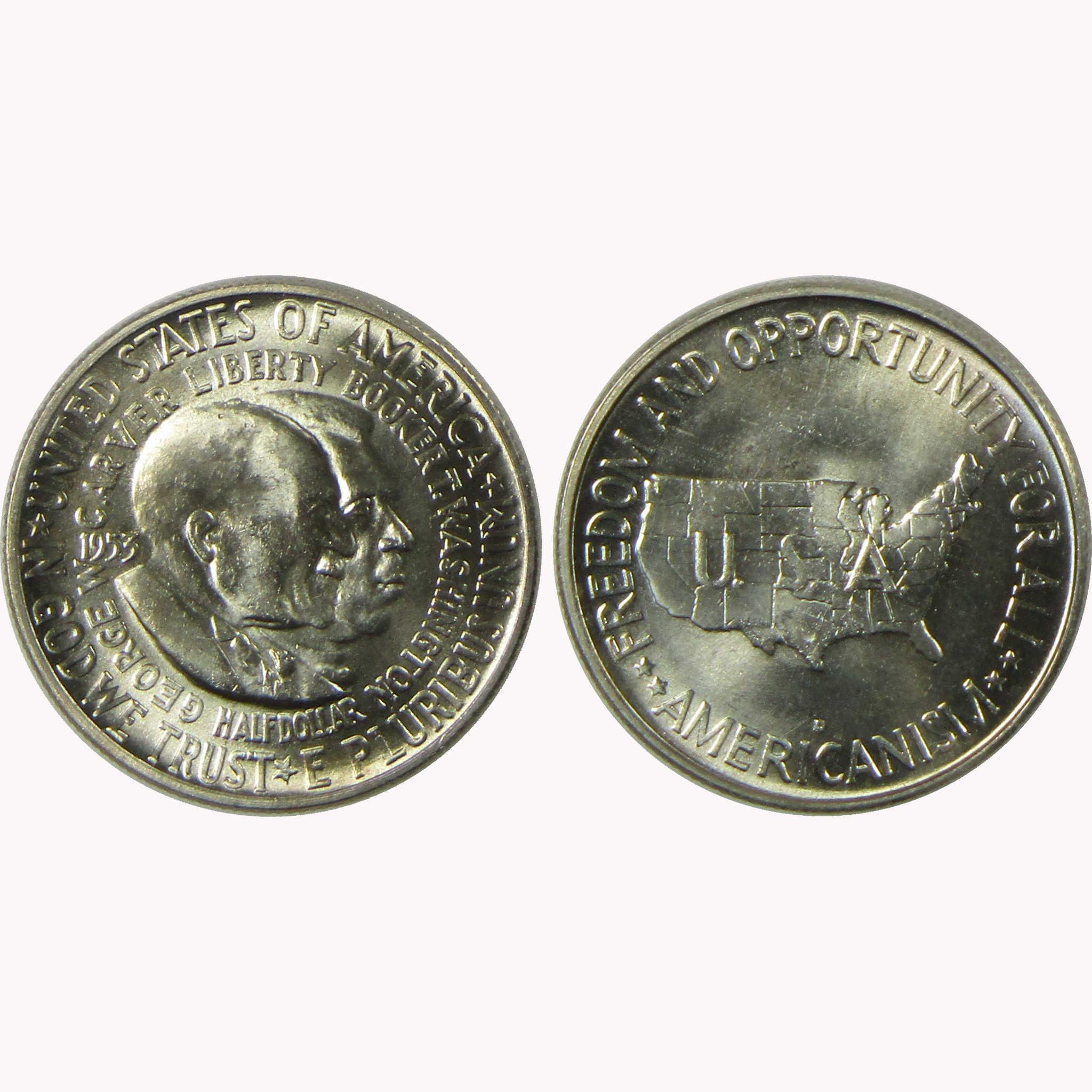 1953 PDS Washington-Carver 50C 3 Coin All Mint Set BU Very Choice Unc