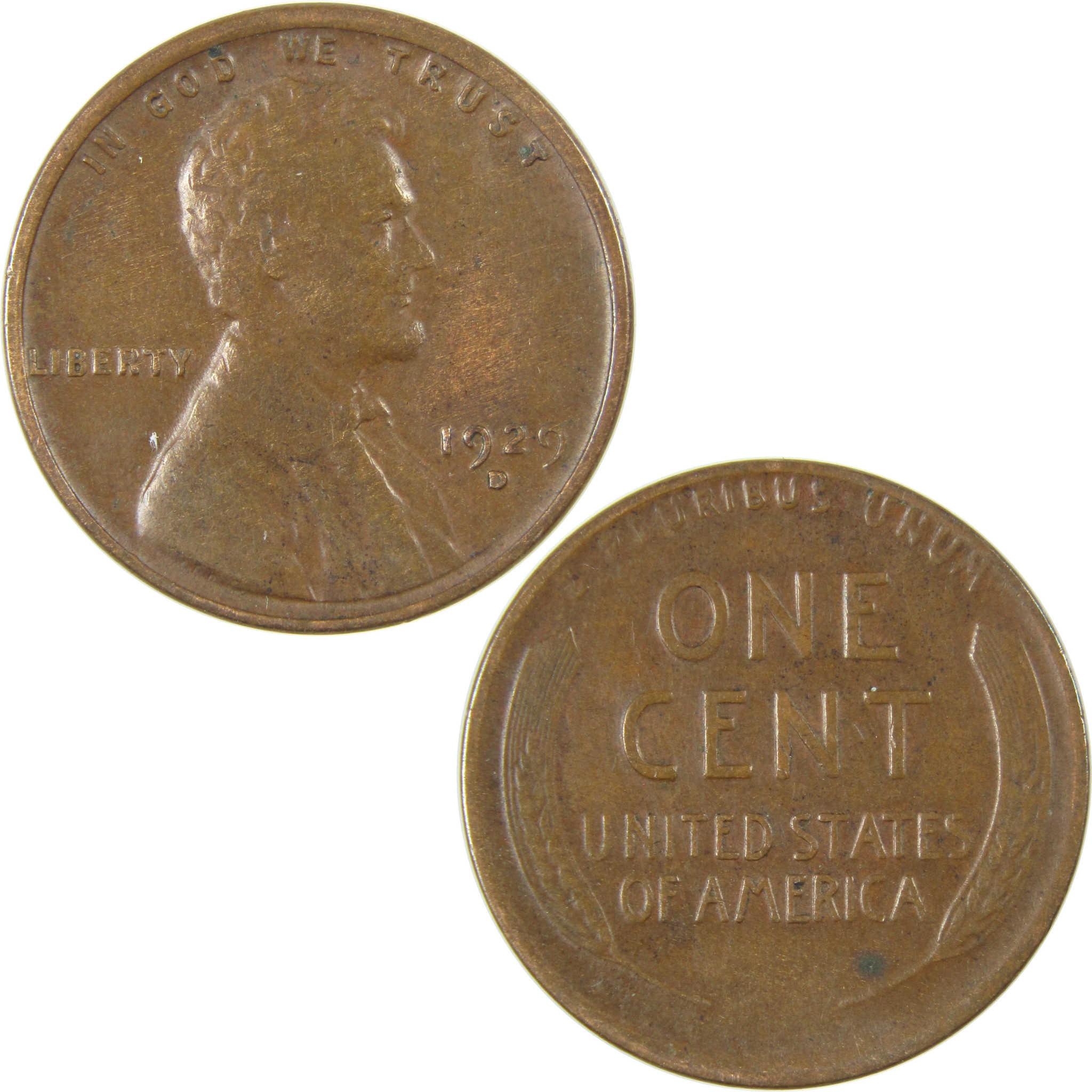 1929 D Lincoln Wheat Cent VF Very Fine Penny 1c Coin SKU:I27271