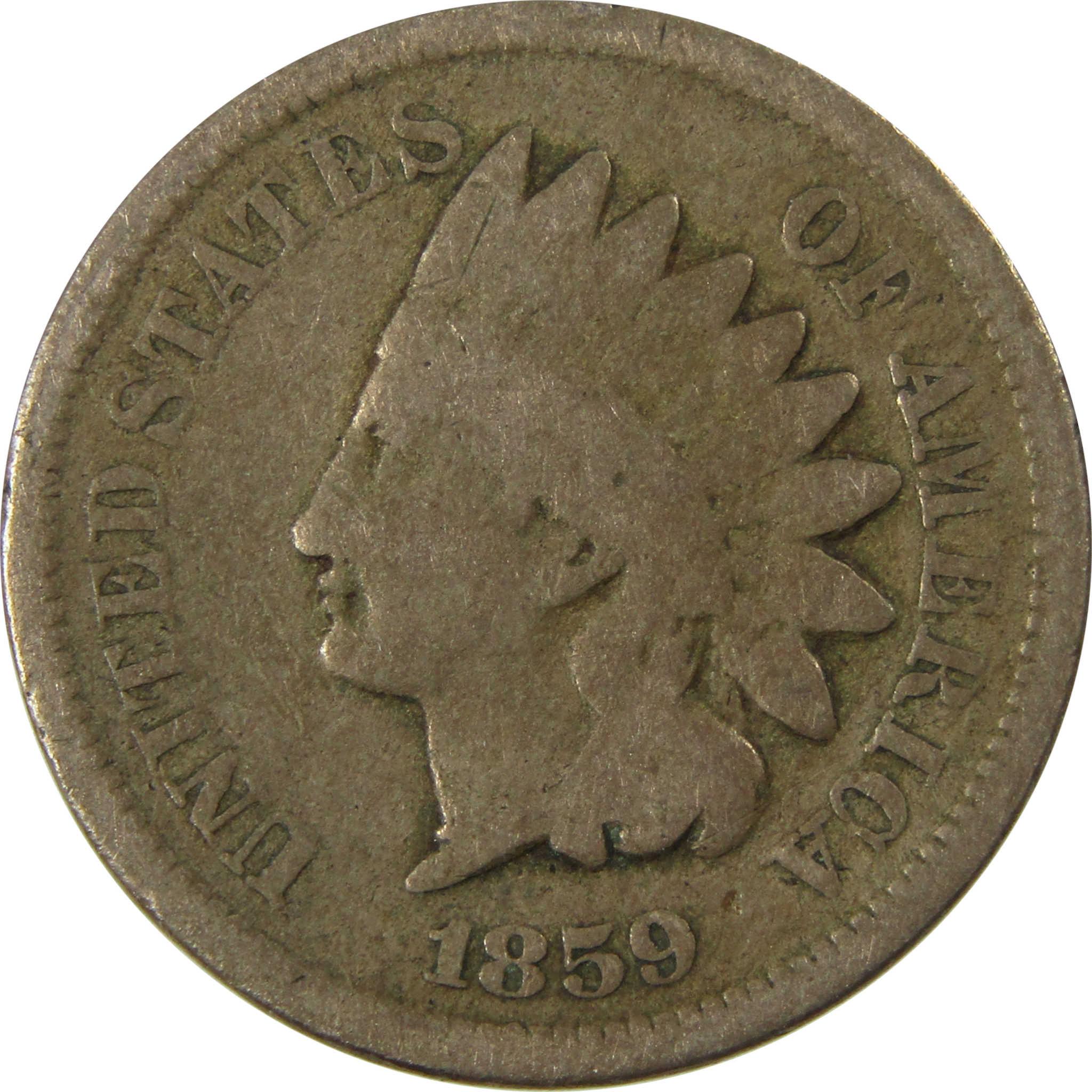 1859 Indian Head Cent G Good Penny 1c Coin SKU:CP1299