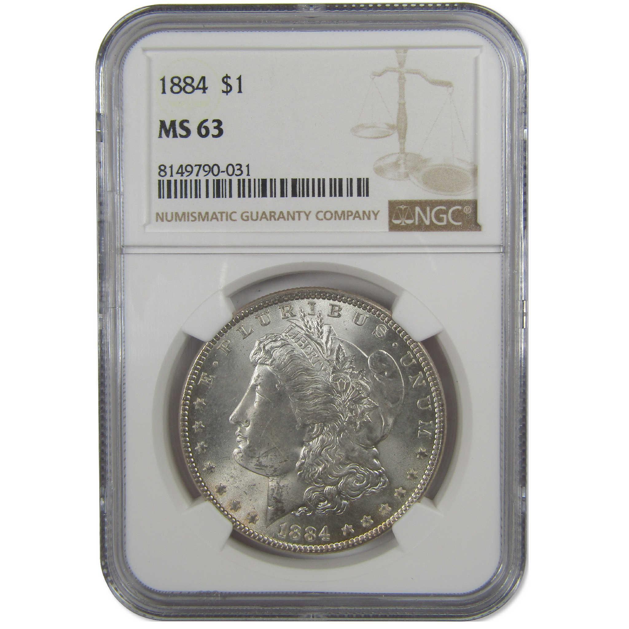 1884 Morgan Silver Dollar MS 63 NGC Uncirculated $1 Coin Collectible - Morgan coin - Morgan silver dollar - Morgan silver dollar for sale - Profile Coins & Collectibles