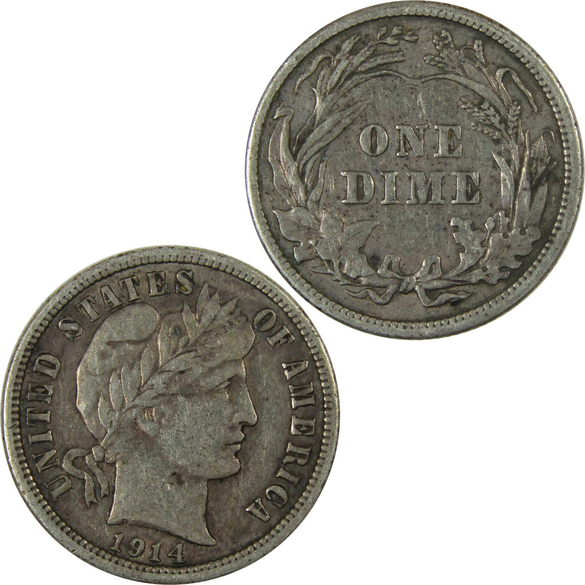 1914 Barber Silver Dime VF Very Fine Details 10c Coin SKU:CP1023