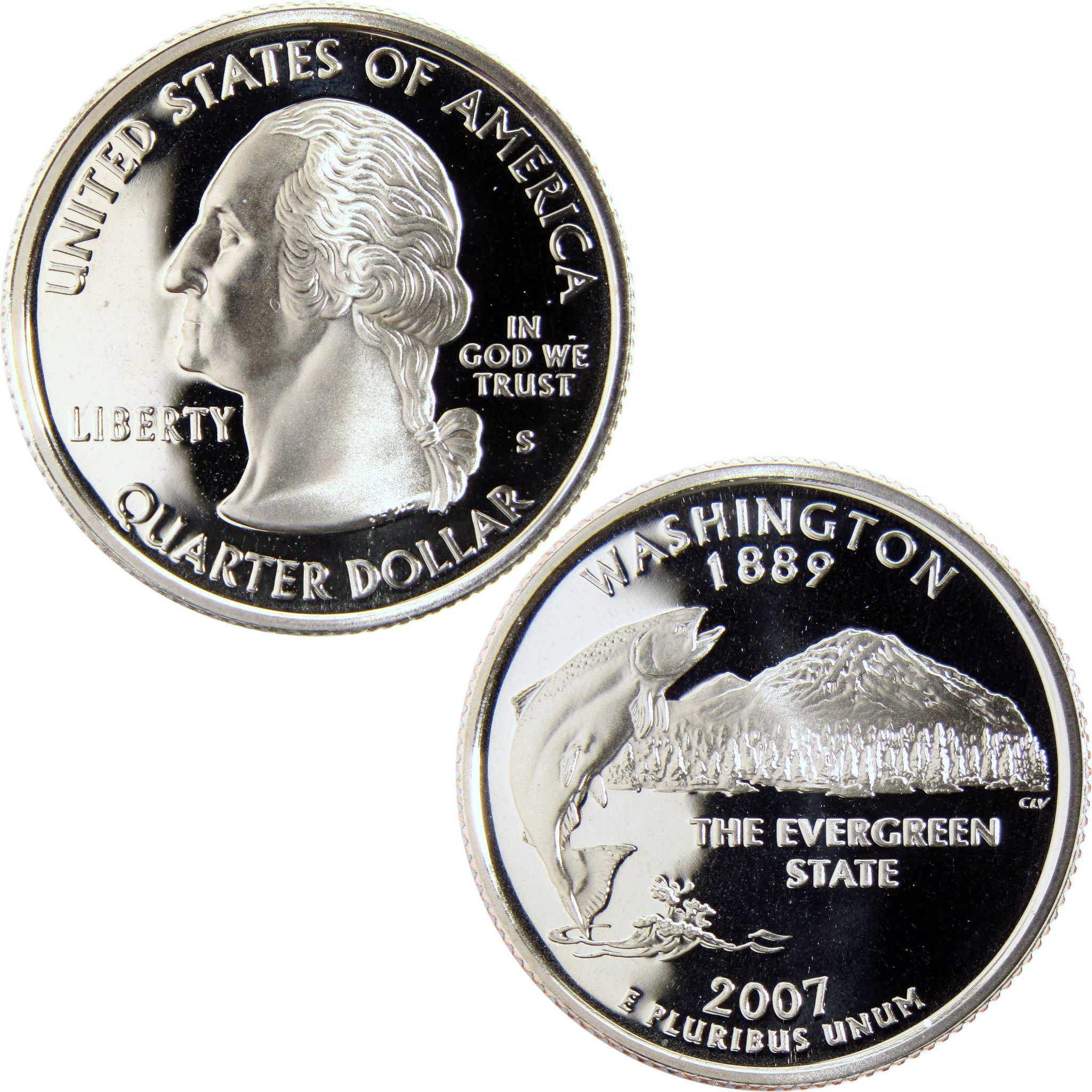 2007 Washington state quarter, collectible coin with George Washington and salmon design