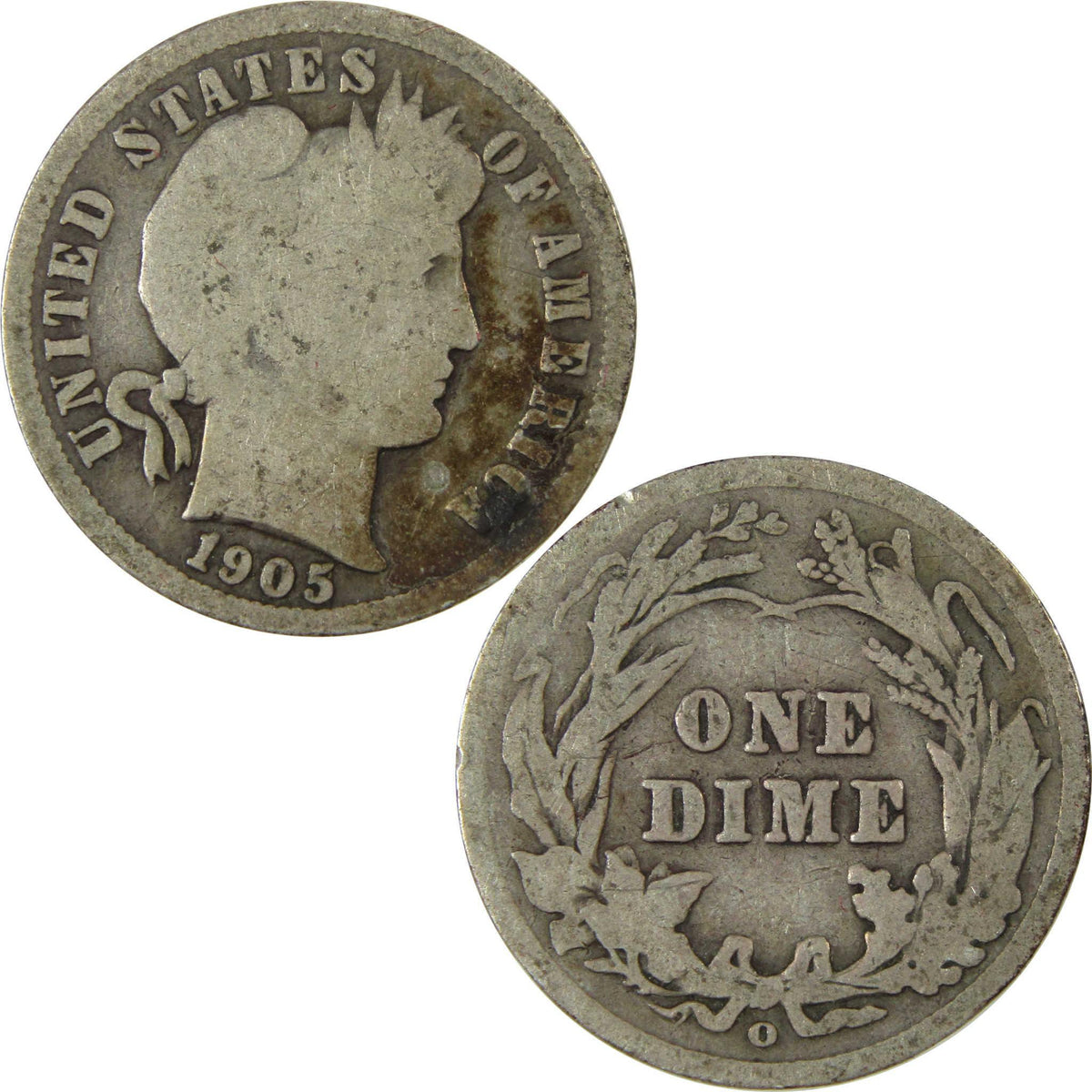 1905 O Micro O Barber Silver Dime G Good 10c Coin SKU:I26635