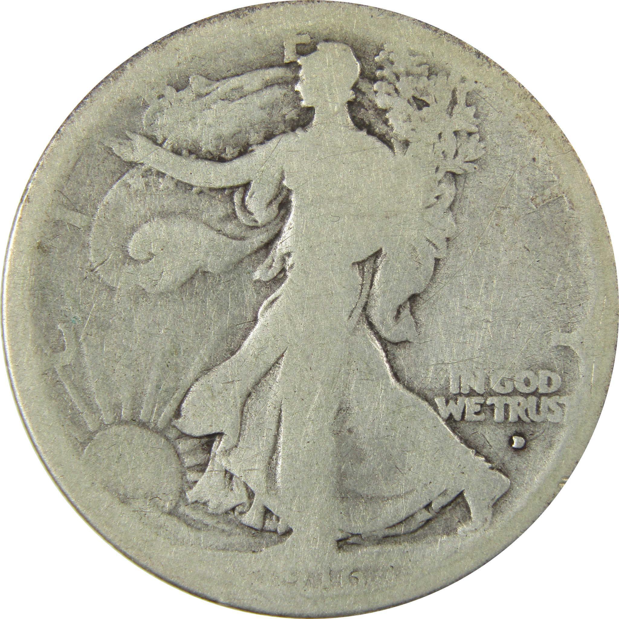 1916 D Liberty Walking Silver Half Dollar G Good Details SKU:CP1439