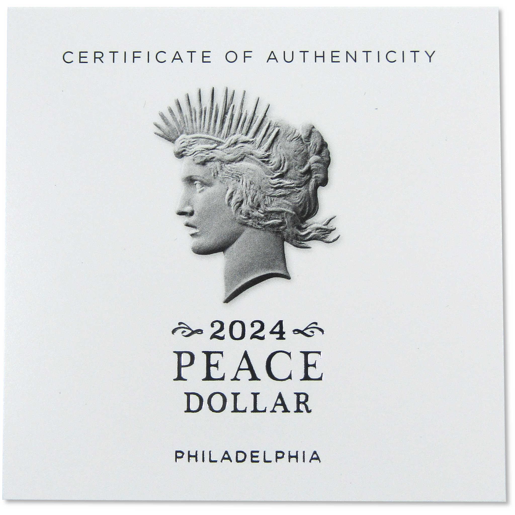 2024 Peace Dollar Uncirculated .999 Silver $1 Coin OGP COA SKU:OPC164