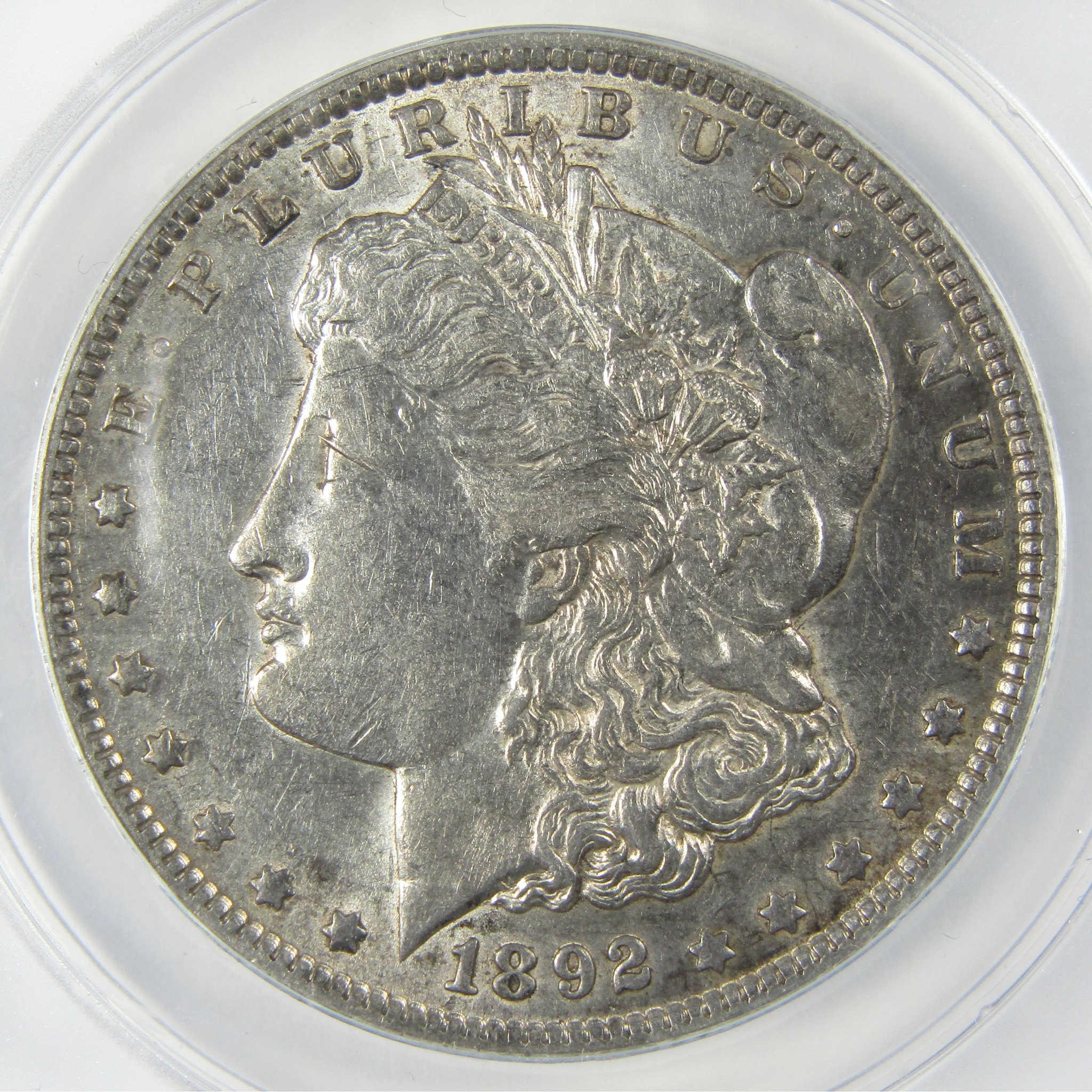 1892 O Morgan Silver Dollar AU 50 Details ANACS $1 Coin SKU:I25411 - Morgan coin - Morgan silver dollar - Morgan silver dollar for sale - Profile Coins & Collectibles