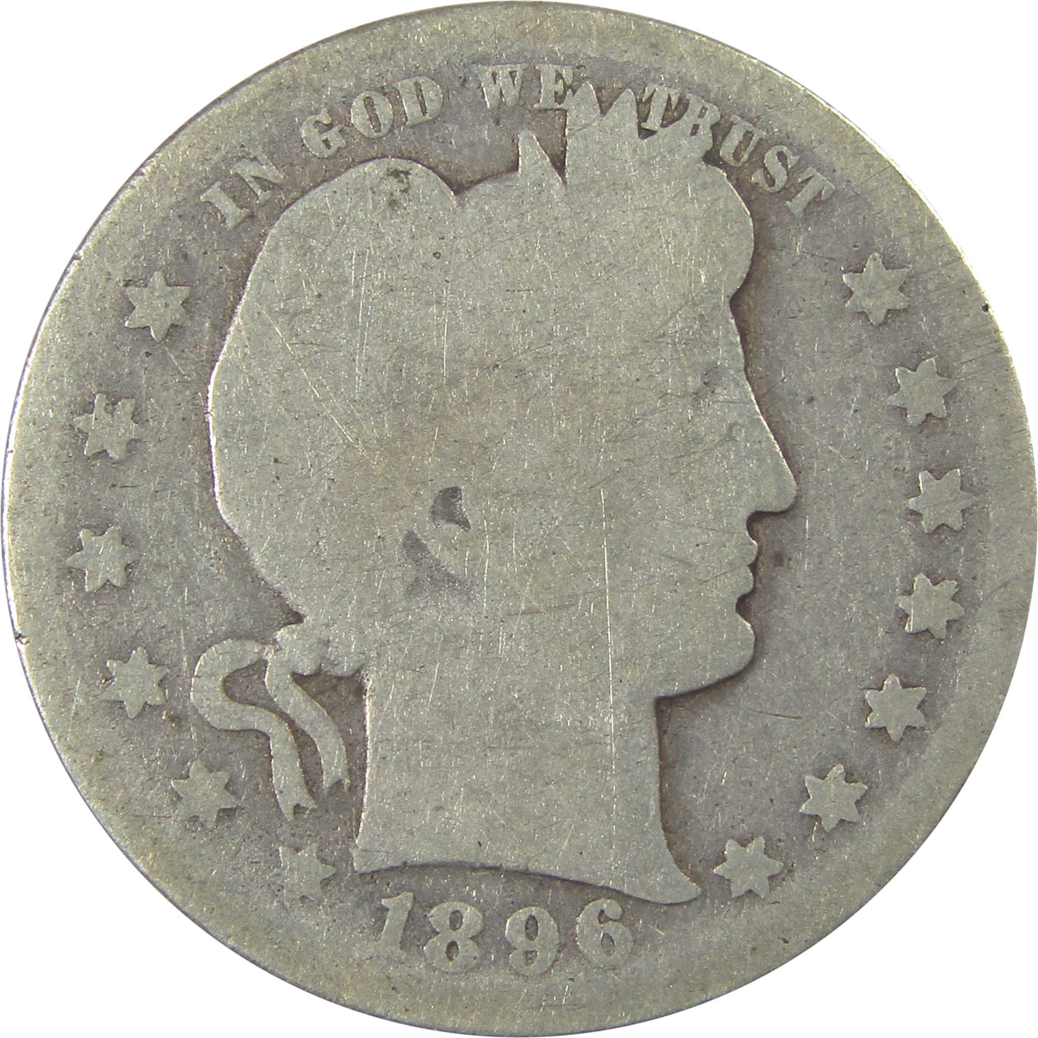 1896 O Barber Quarter AG About Good Silver 25c Coin SKU:I21871