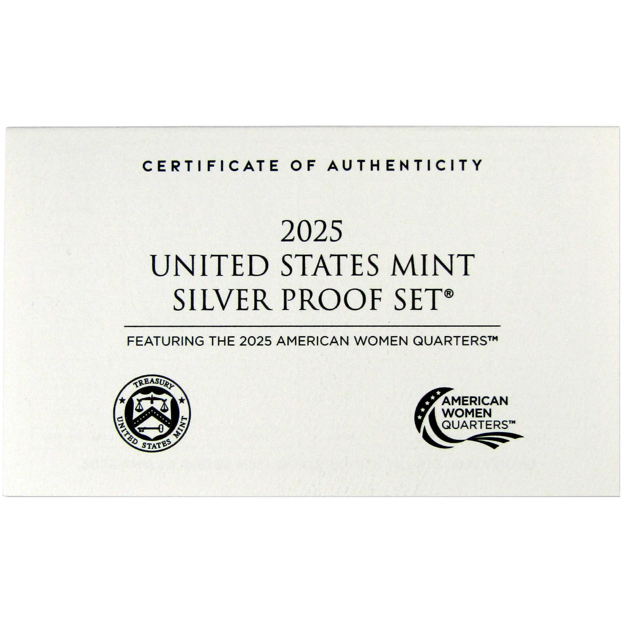 2025 Silver Proof Set U.S. Mint Original Government Packaging OGP COA