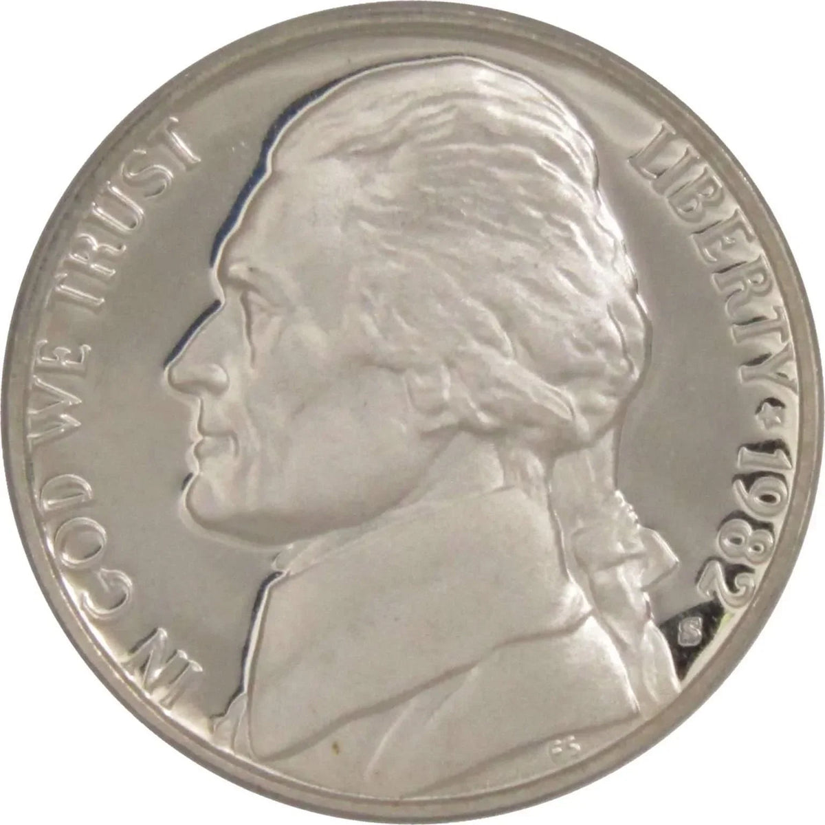 1982 S Jefferson Nickel Proof 5c Coin Collectible