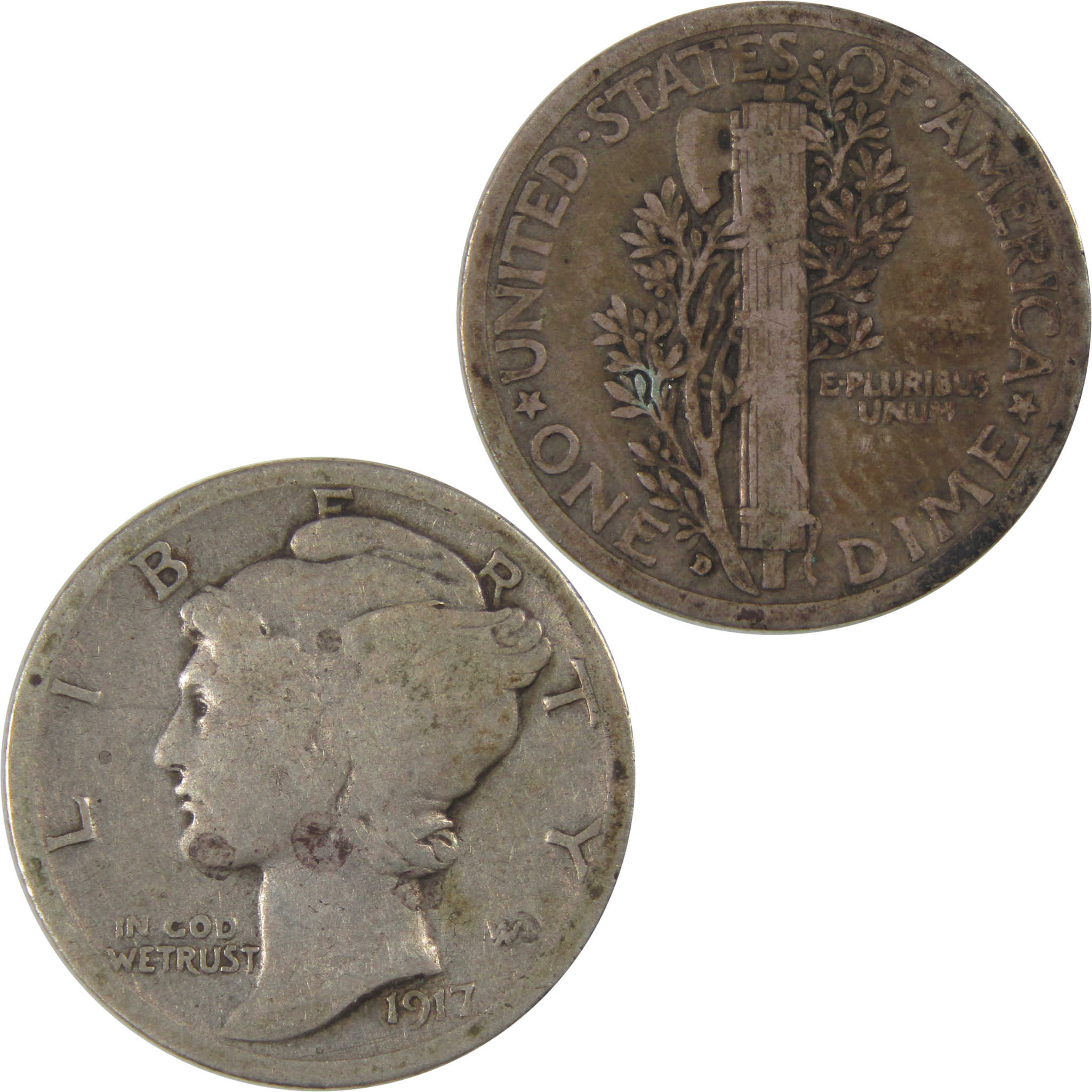 1917 D Mercury Dime VG Very Good Silver 10c Coin SKU:I23735